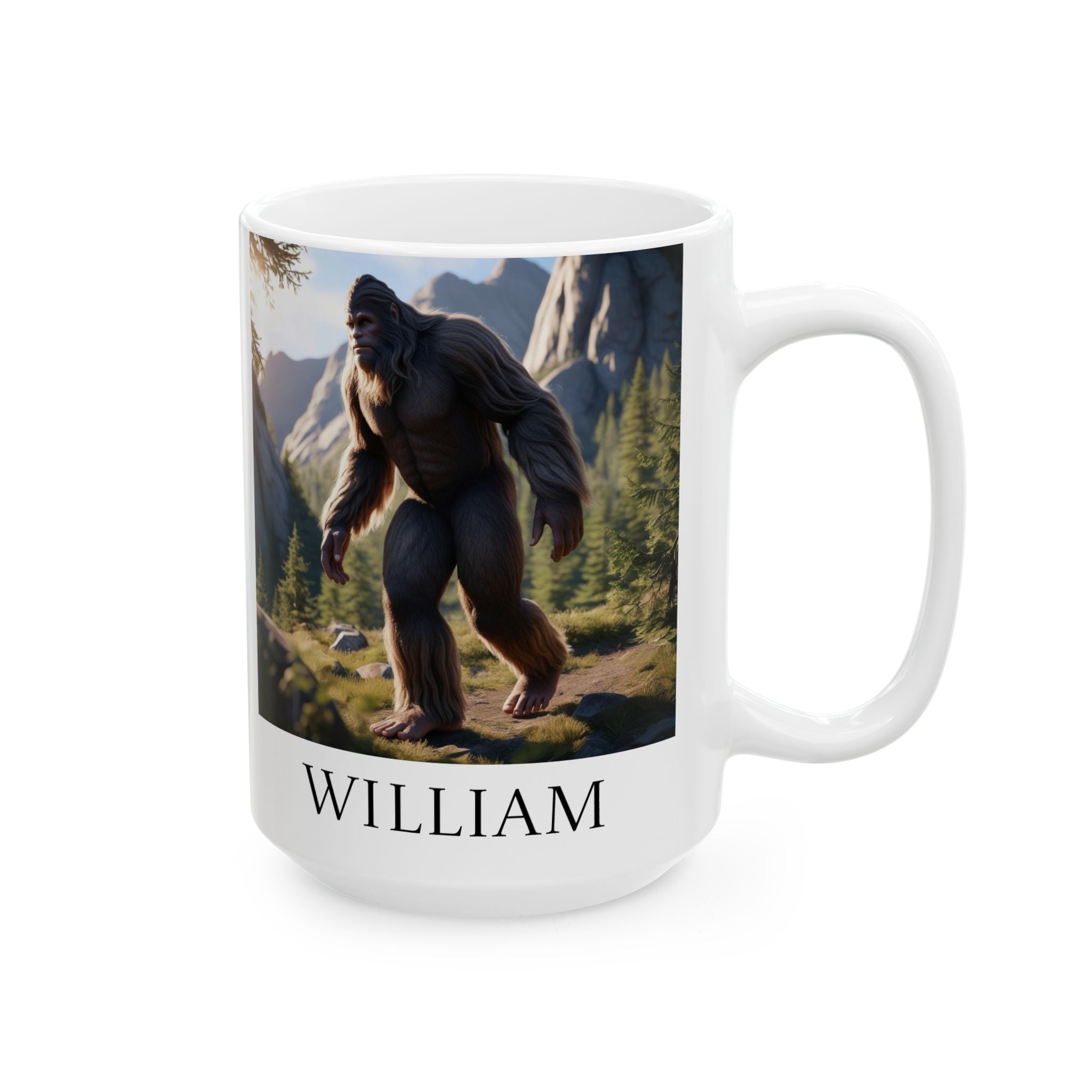 Personalized Bigfoot Coffee Cup: Sasquatch Mugs for Men, Customizable Camping Gift