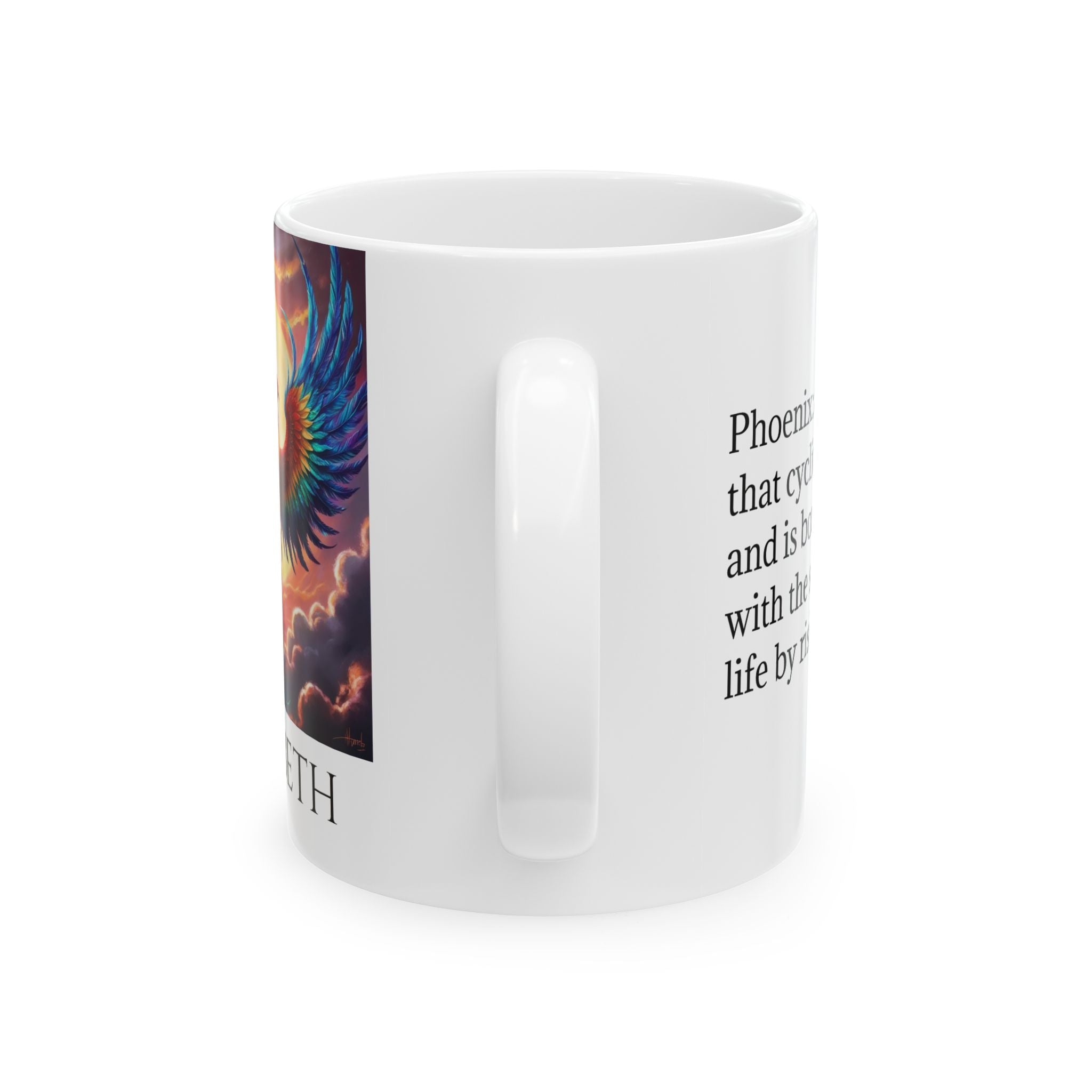 Customizable Phoenix Bird Mug: Firebird Coffee Cup, Renewal Rebirth Gift