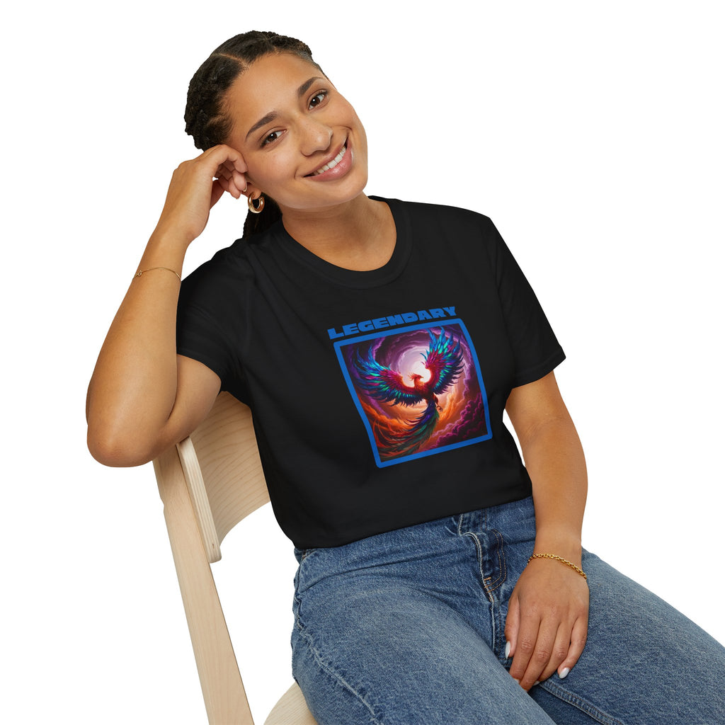 Phoenix Shirt: Rise from the Ashes, Soft Cotton T-Shirt, Legendary Graphic Tee (Blue)