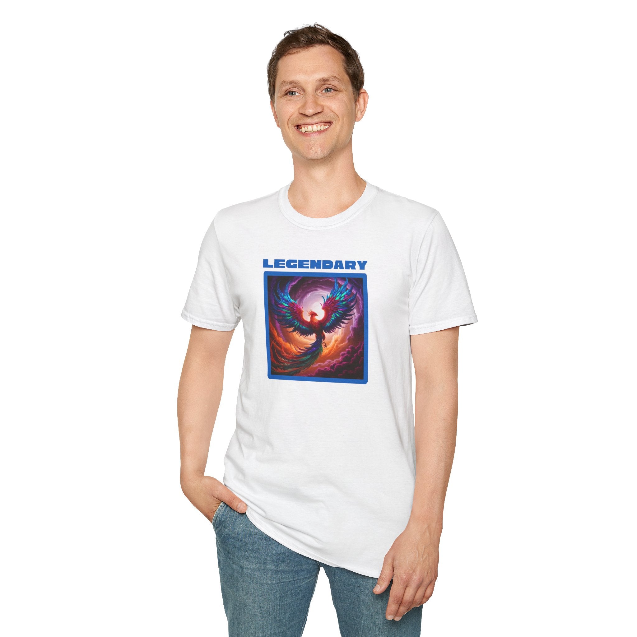 Phoenix Shirt: Rise from the Ashes, Soft Cotton T-Shirt, Legendary Graphic Tee (Blue)