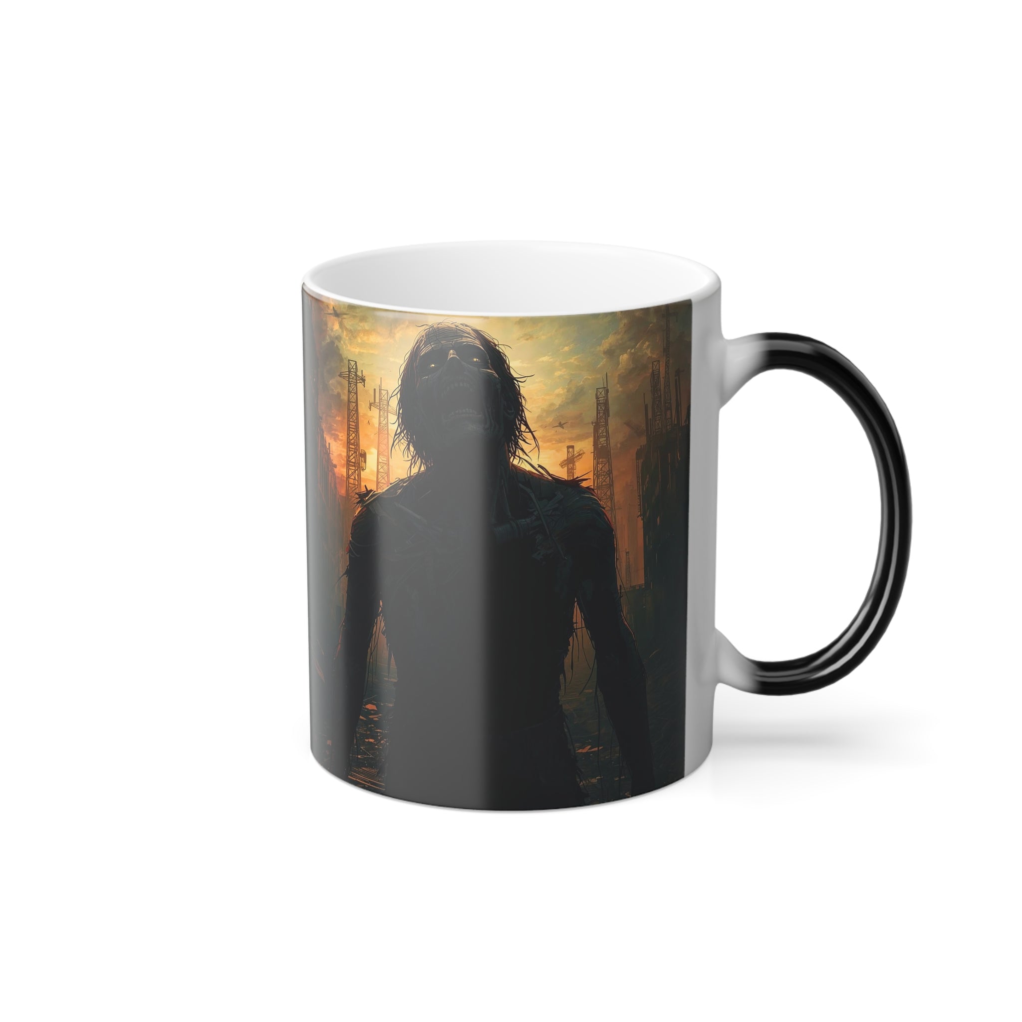 Color Changing Zombie Mug: End of Days Roast, Halloween Horror (Cityscape)
