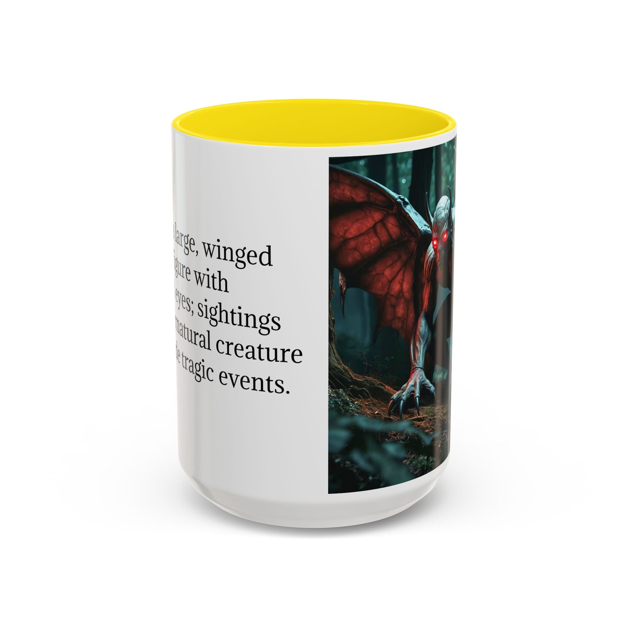 Mothman Mug: Supernatural Monster, Cryptid Mug, Mythical Creature, Urban Legend (Crouching)