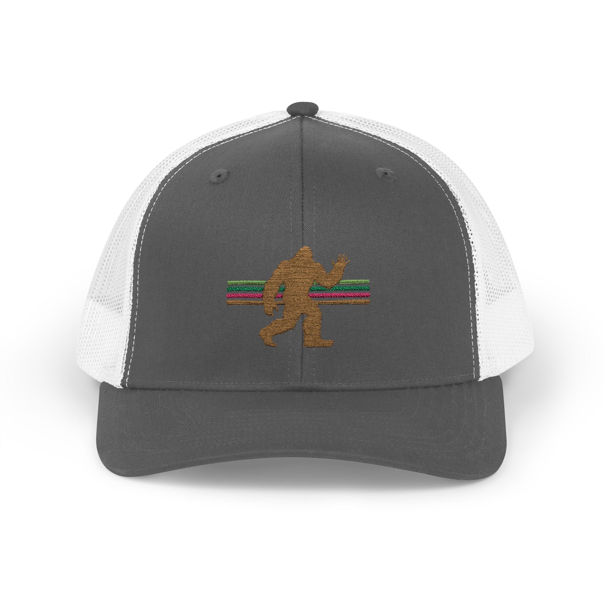 Bigfoot Trucker Hat: Embroidered Sasquatch, Baseball Cap, Custom Snapback Hat