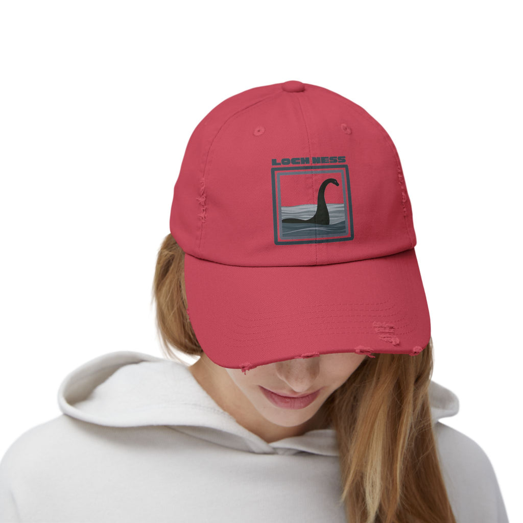 Loch Ness Monster: Unisex Distressed Cap, Adjustable Strap, Casual Outdoor Style (Slate)