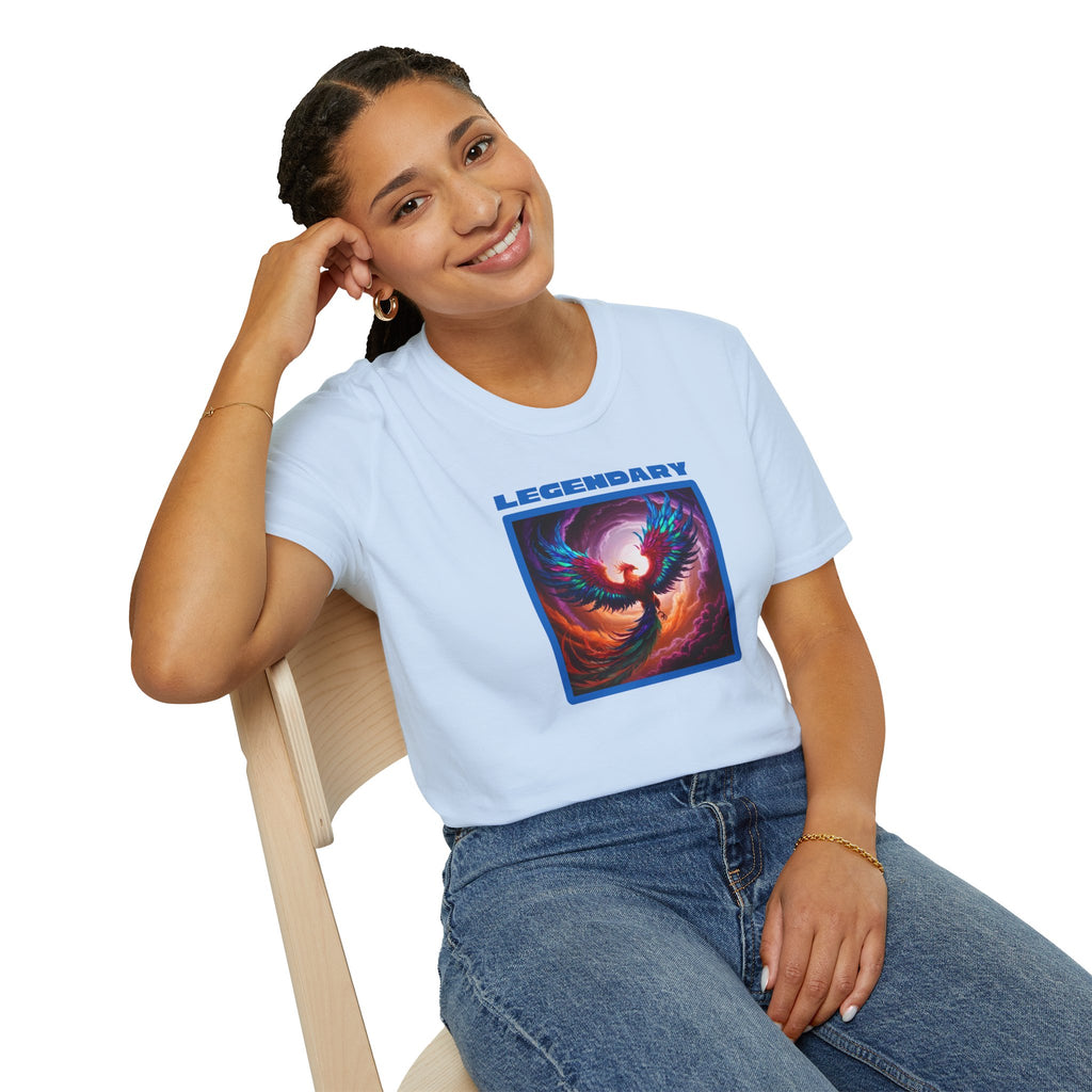 Phoenix Shirt: Rise from the Ashes, Soft Cotton T-Shirt, Legendary Graphic Tee (Blue)