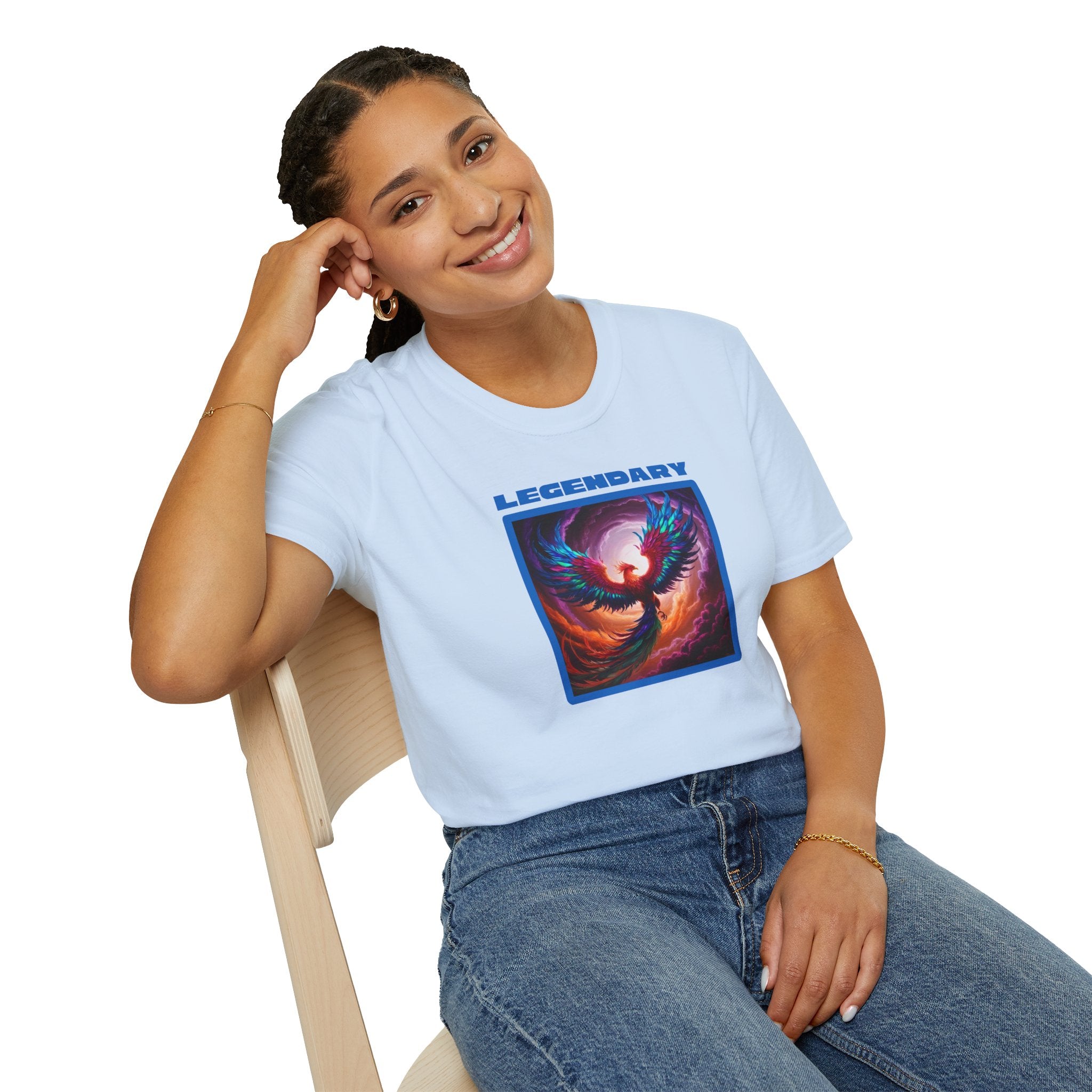 Phoenix Shirt: Rise from the Ashes, Soft Cotton T-Shirt, Legendary Graphic Tee (Blue)
