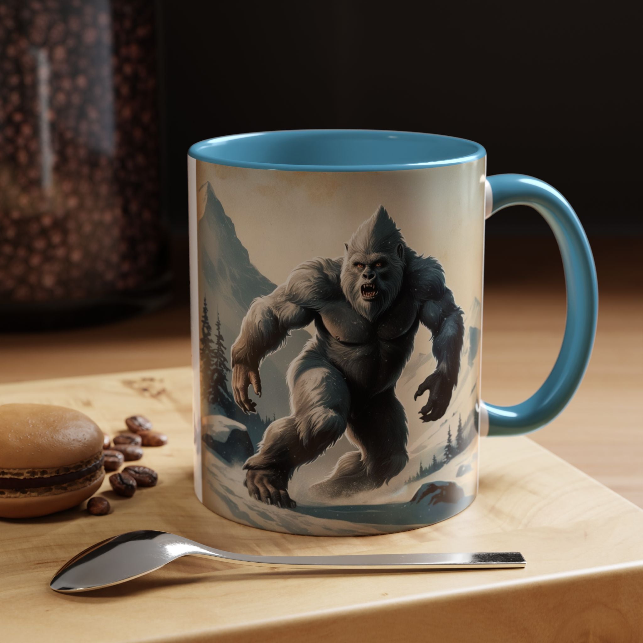 Abominable Snowman Ceramic Mug: Yeti Coffee Cup, Himalayan Mountain Cryptid, Bigfoot Camping Gift