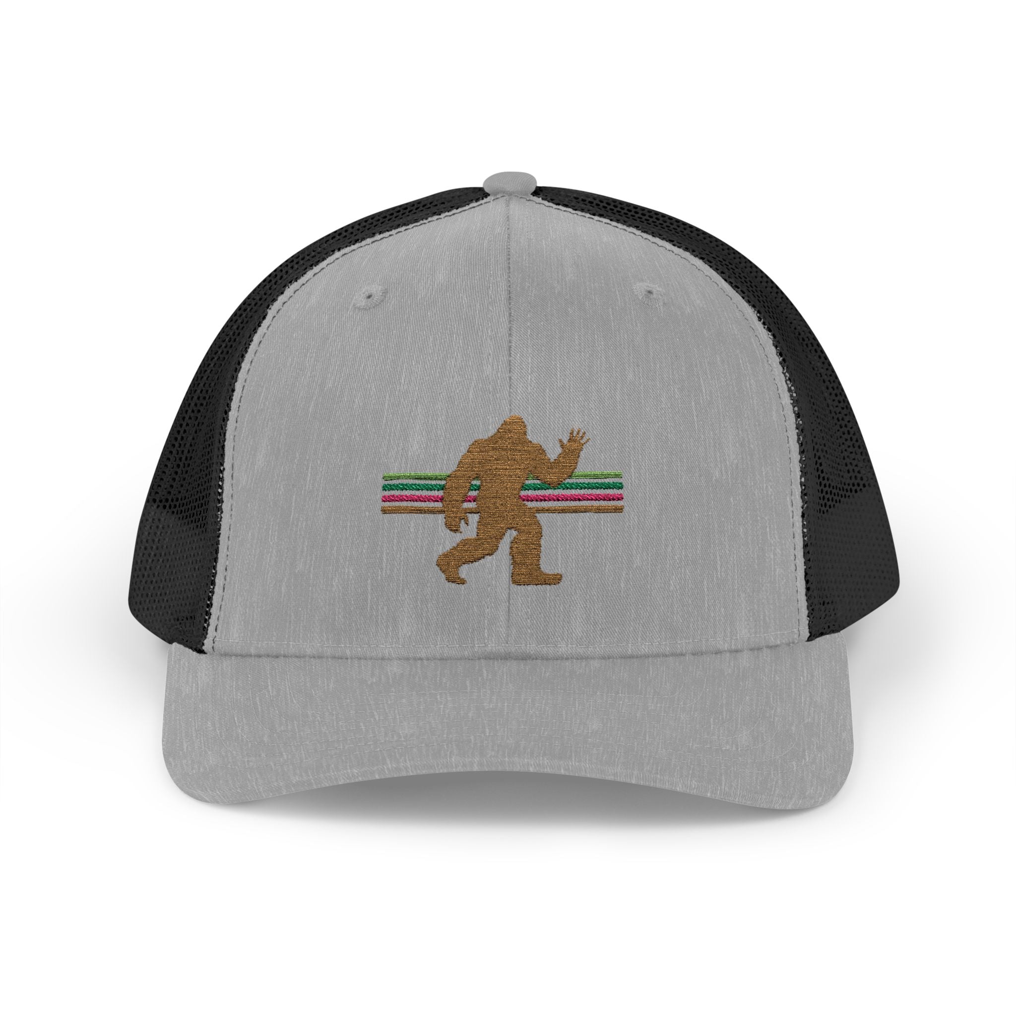 Bigfoot Trucker Hat: Embroidered Sasquatch, Baseball Cap, Custom Snapback Hat