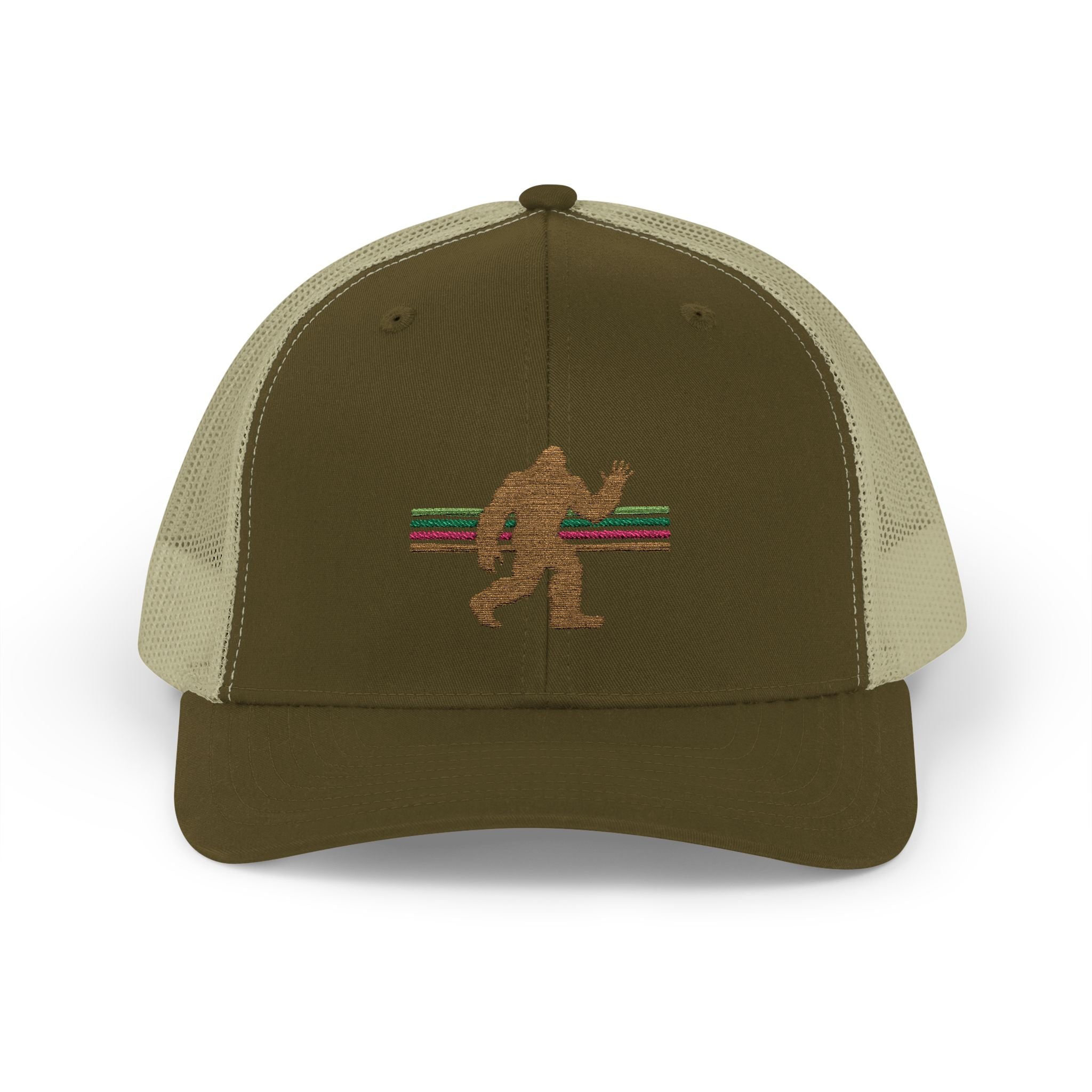 Bigfoot Trucker Hat: Embroidered Sasquatch, Baseball Cap, Custom Snapback Hat