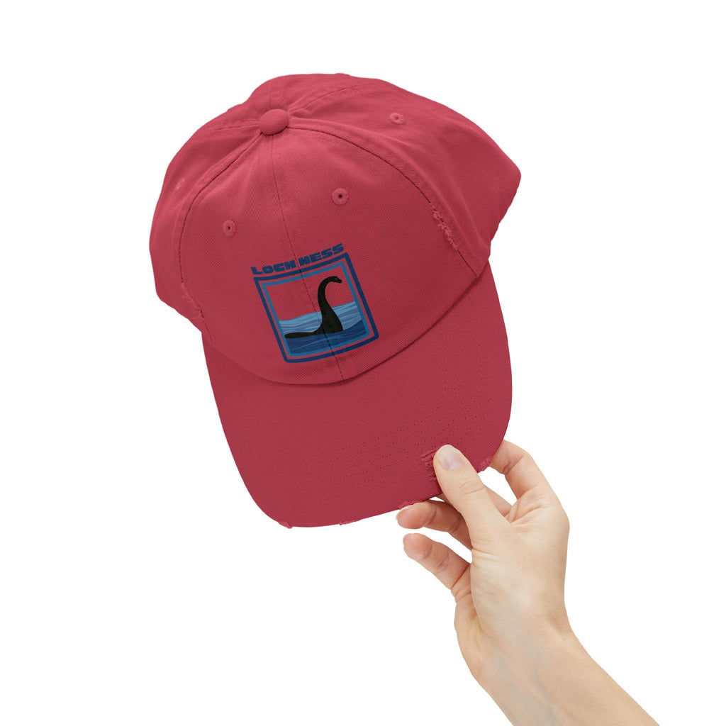 Loch Ness Monster: Unisex Distressed Cap, Adjustable Strap, Casual Outdoor Style (Blue)