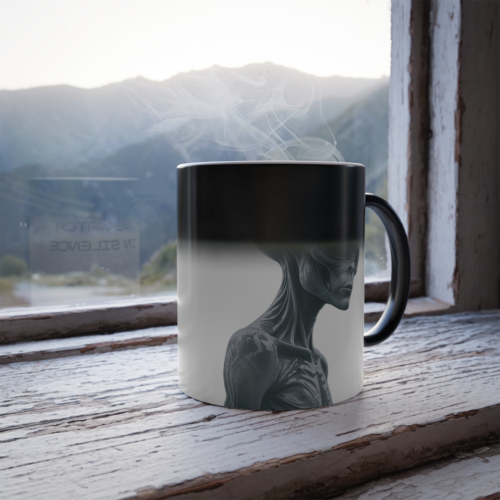 Color Changing Alien Coffee Mug: Extraterrestrial Watchers, Conspiracy Theory