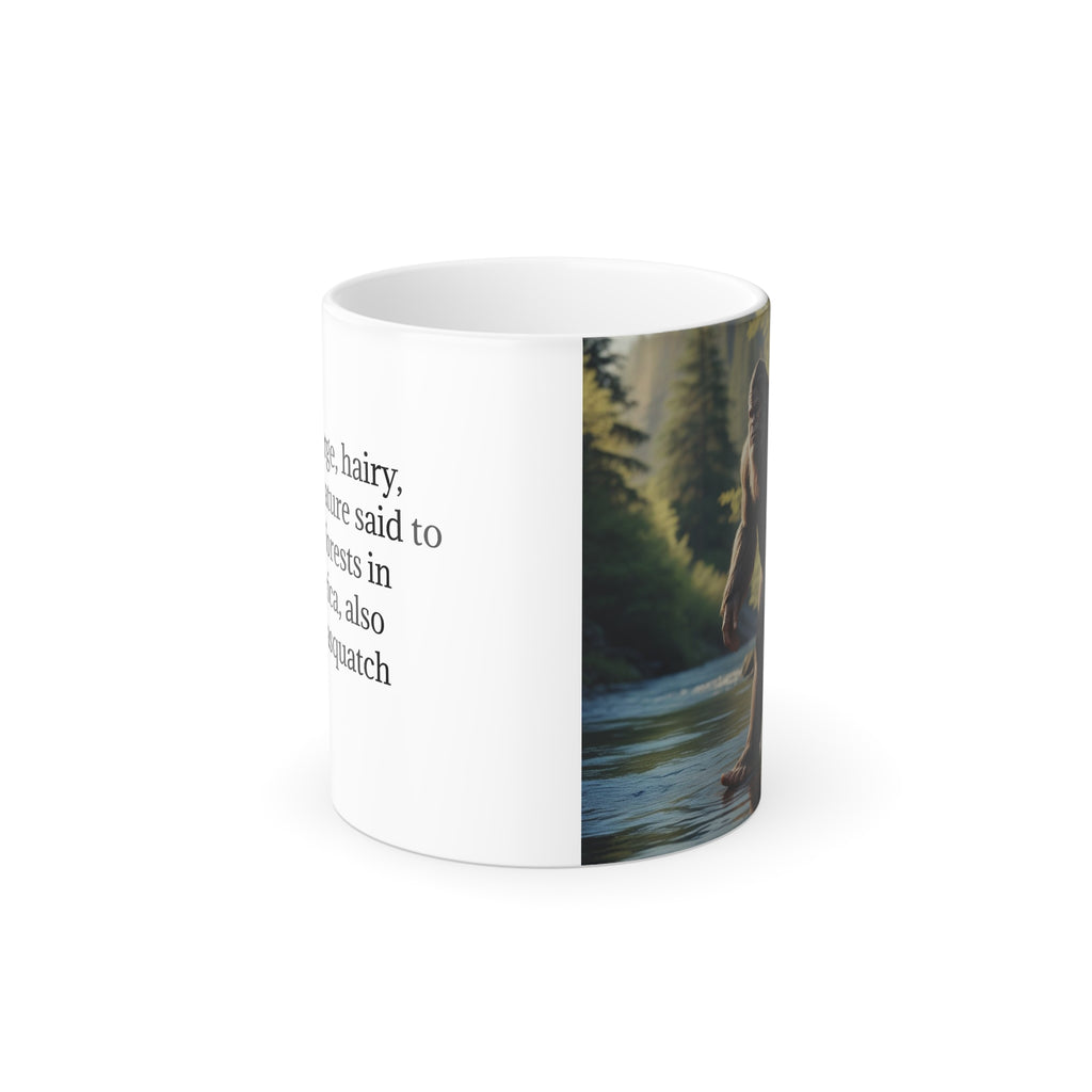 Color Changing Bigfoot Coffee Mug: Sasquatch, Mythical Creature, Camping Gift (River)