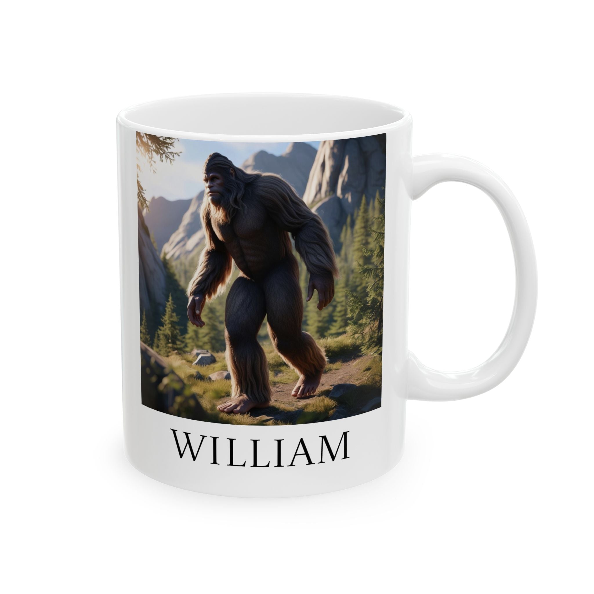 Personalized Bigfoot Coffee Cup: Sasquatch Mugs for Men, Customizable Camping Gift