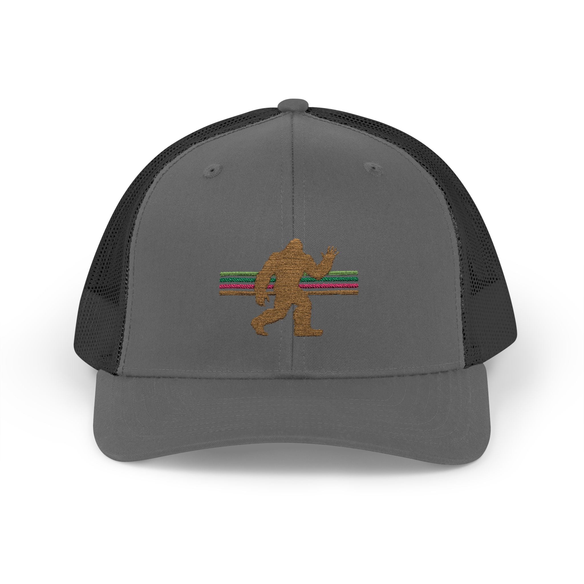 Bigfoot Trucker Hat: Embroidered Sasquatch, Baseball Cap, Custom Snapback Hat