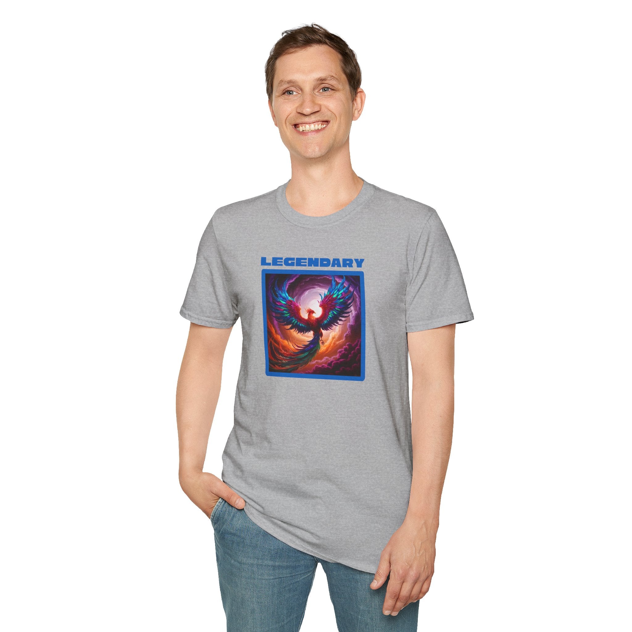 Phoenix Shirt: Rise from the Ashes, Soft Cotton T-Shirt, Legendary Graphic Tee (Blue)