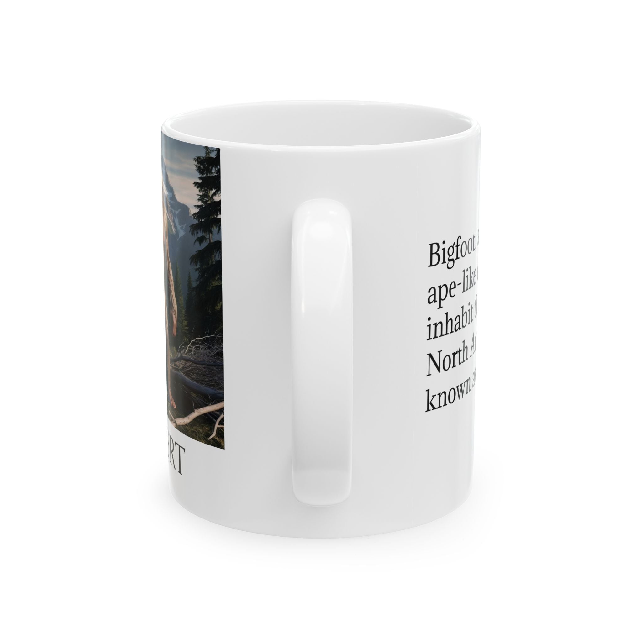 Personalized Bigfoot Coffee Cup: Sasquatch, Pacific Northwest Cryptid, Mythical Creature Mug