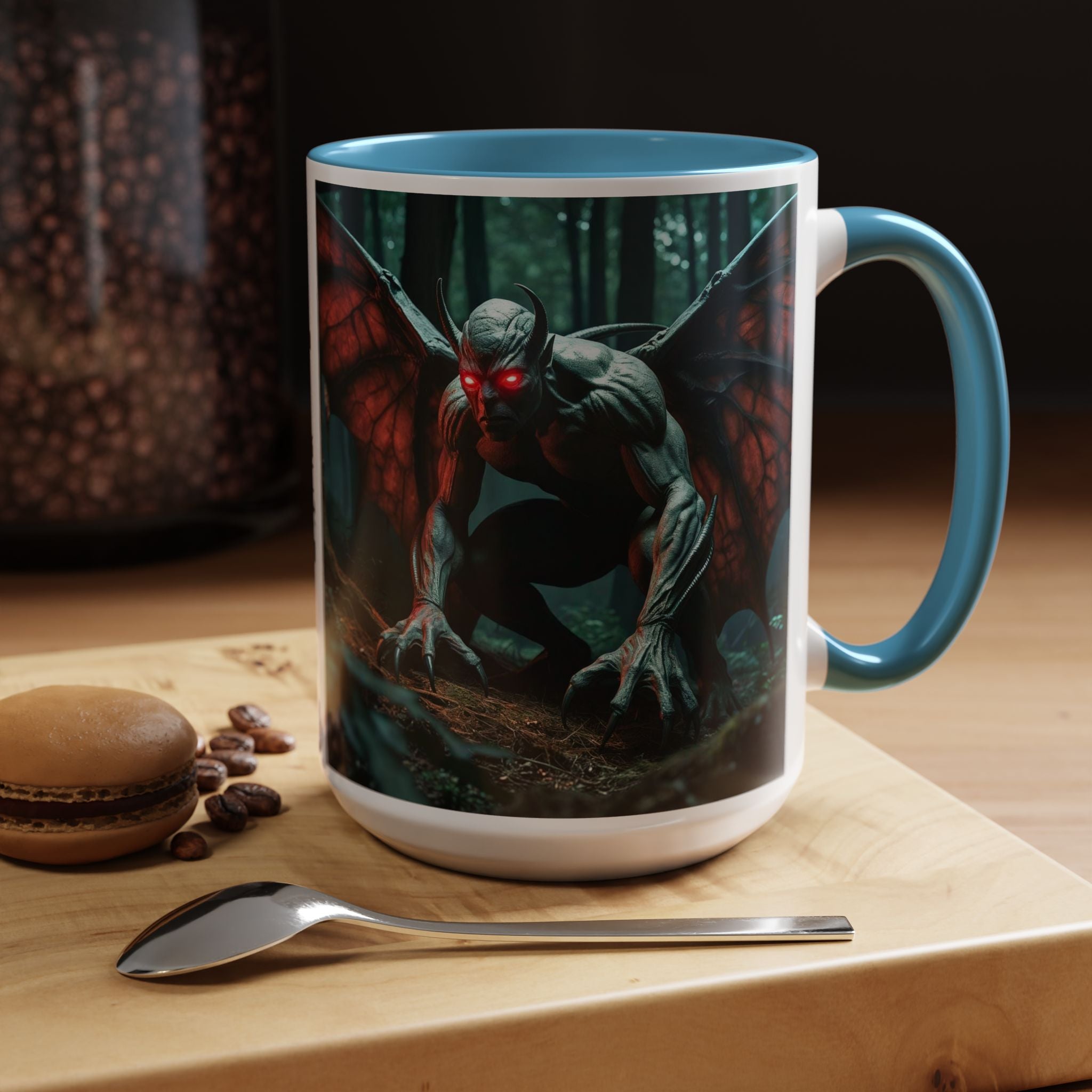 Mothman Mug: Supernatural Monster, Cryptid Mug, Mythical Creature, Urban Legend (Crouching)