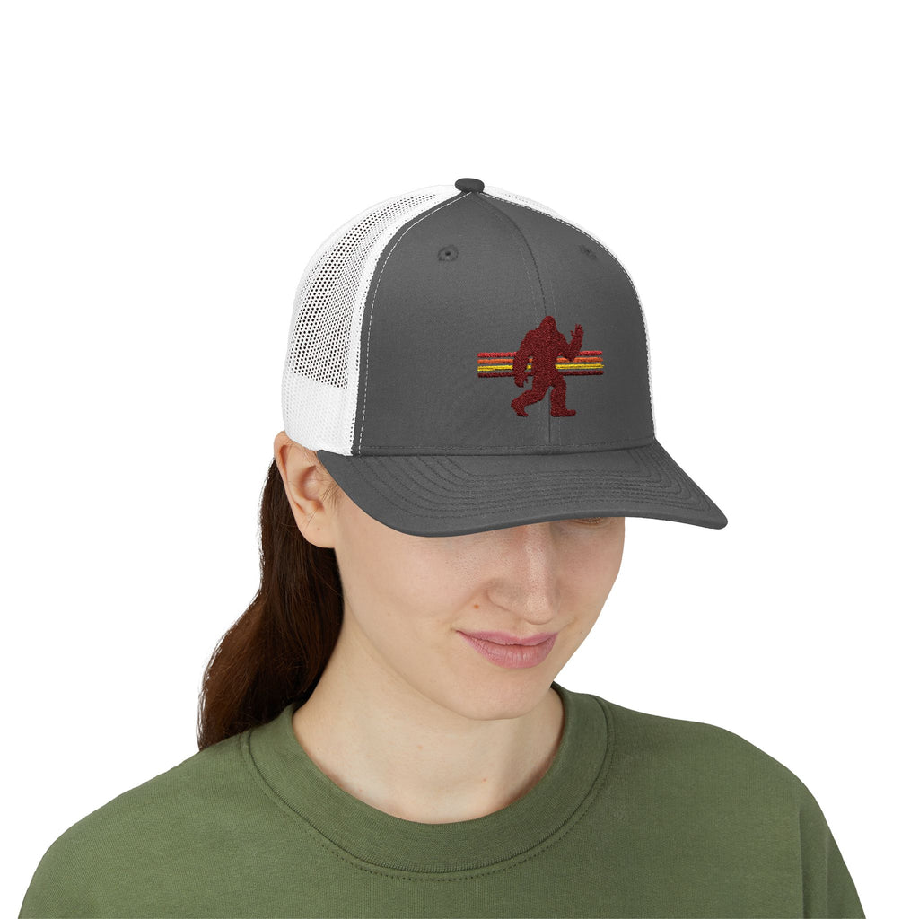 Bigfoot Trucker Hat: Embroidered Baseball Cap, Sasquatch Snapback Hat