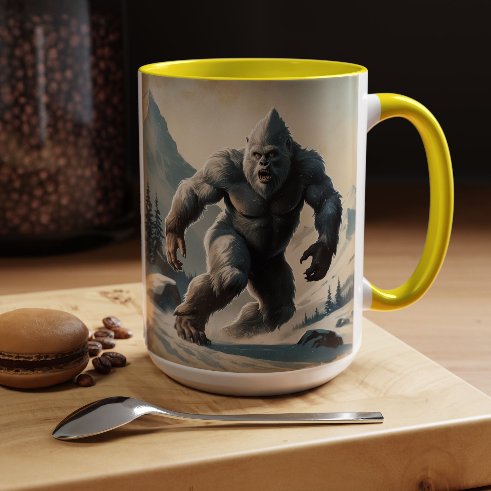 Abominable Snowman Ceramic Mug: Yeti Coffee Cup, Himalayan Mountain Cryptid, Bigfoot Camping Gift