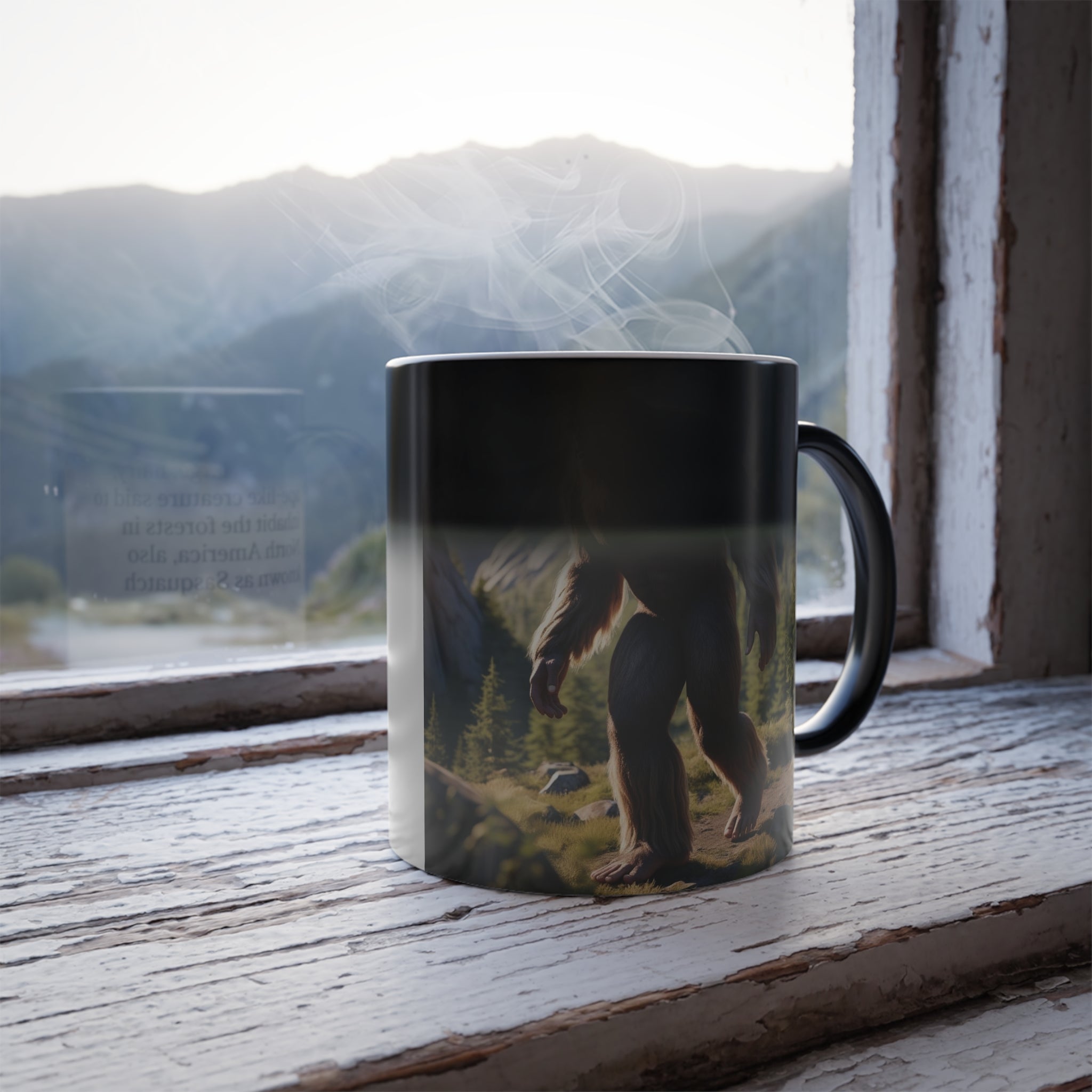 Bigfoot Mug: Color Changing Coffee Cup, Sasquatch, Pacific Northwest Cryptid (Rocks)