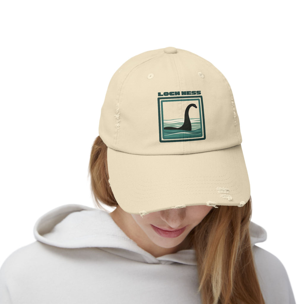 Loch Ness Monster: Unisex Distressed Cap, Adjustable Strap, Casual Outdoor Style (Green)