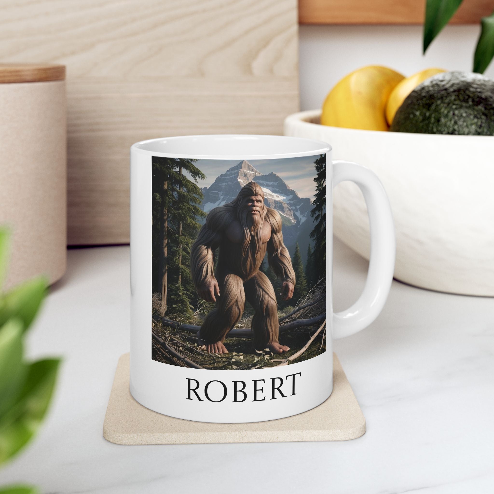 Personalized Bigfoot Coffee Cup: Sasquatch, Pacific Northwest Cryptid, Mythical Creature Mug