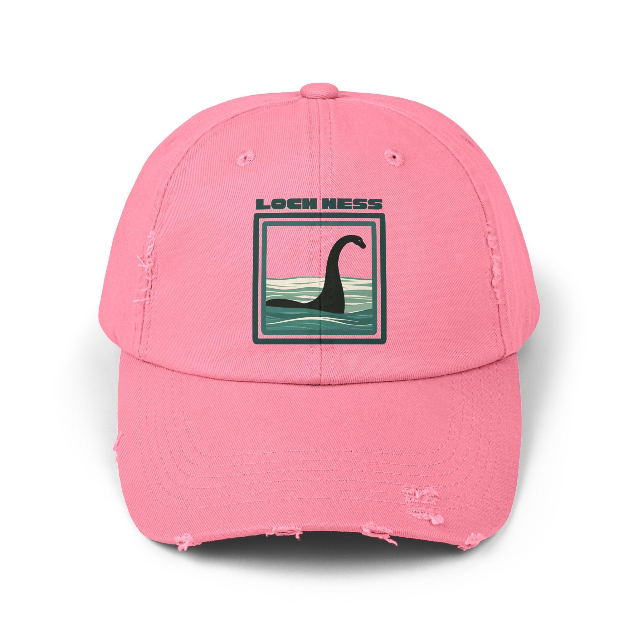 Loch Ness Monster: Unisex Distressed Cap, Adjustable Strap, Casual Outdoor Style (Green)