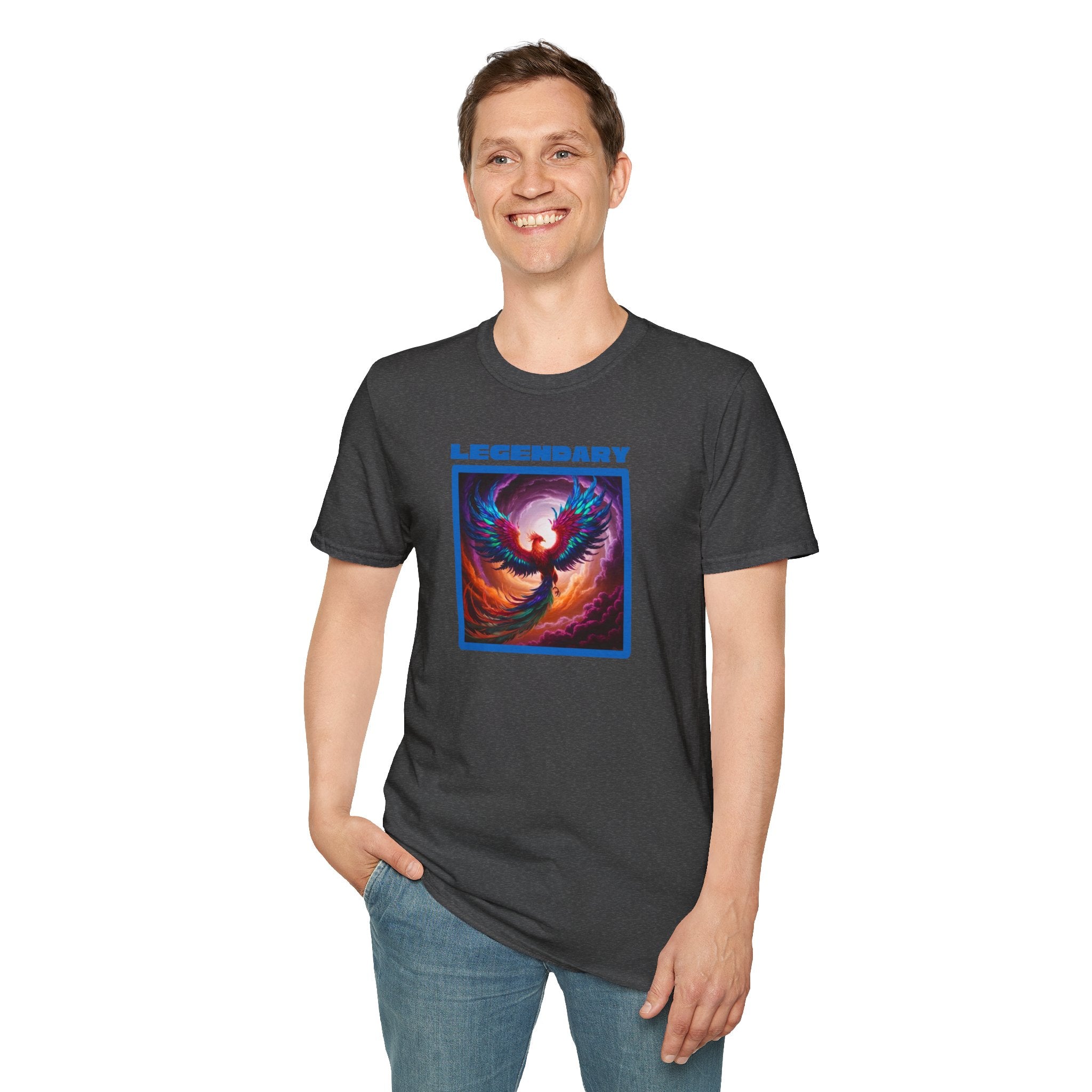Phoenix Shirt: Rise from the Ashes, Soft Cotton T-Shirt, Legendary Graphic Tee (Blue)
