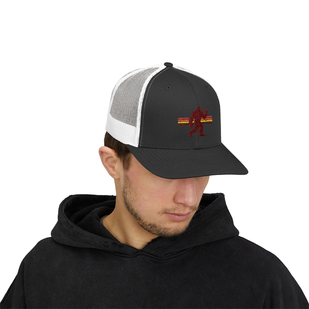 Bigfoot Trucker Hat: Embroidered Baseball Cap, Sasquatch Snapback Hat