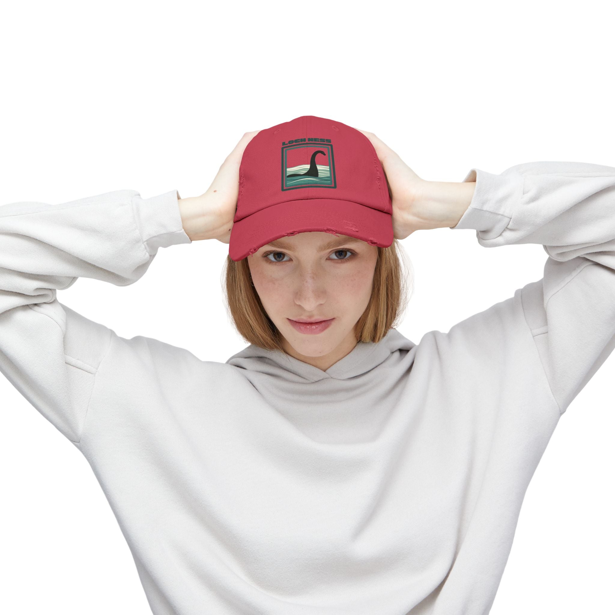 Loch Ness Monster: Unisex Distressed Cap, Adjustable Strap, Casual Outdoor Style (Green)