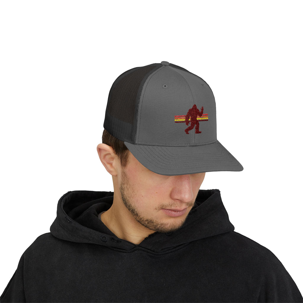 Bigfoot Trucker Hat: Embroidered Baseball Cap, Sasquatch Snapback Hat