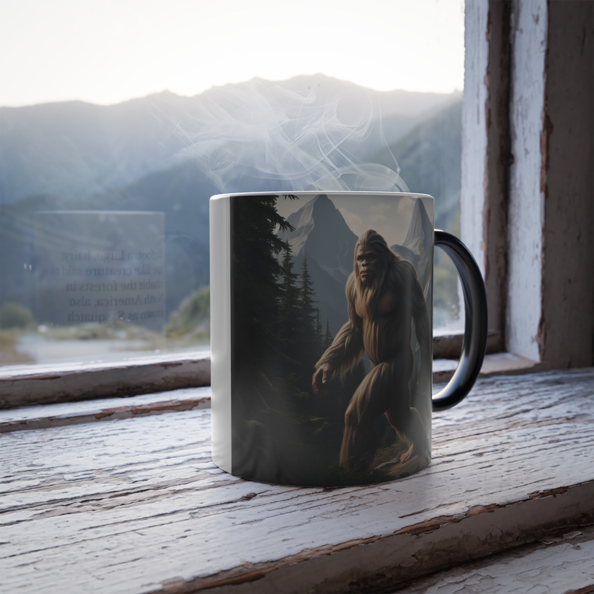 Color Changing Bigfoot Coffee Mug: Sasquatch, Pacific Northwest Cryptid (Mountain)
