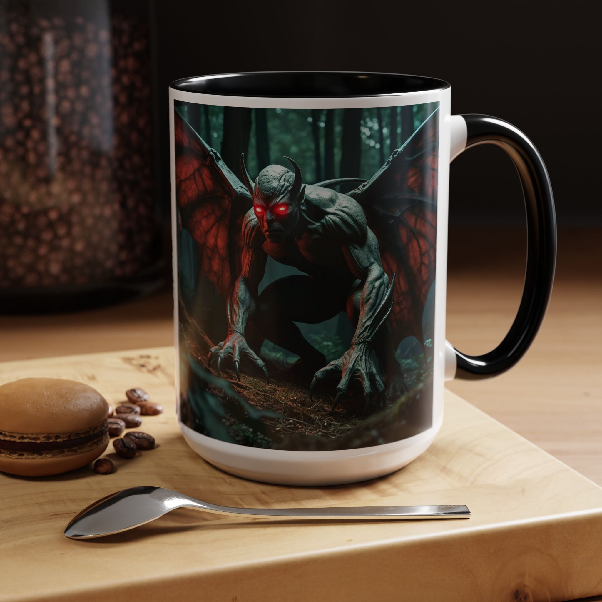 Mothman Mug: Supernatural Monster, Cryptid Mug, Mythical Creature, Urban Legend (Crouching)