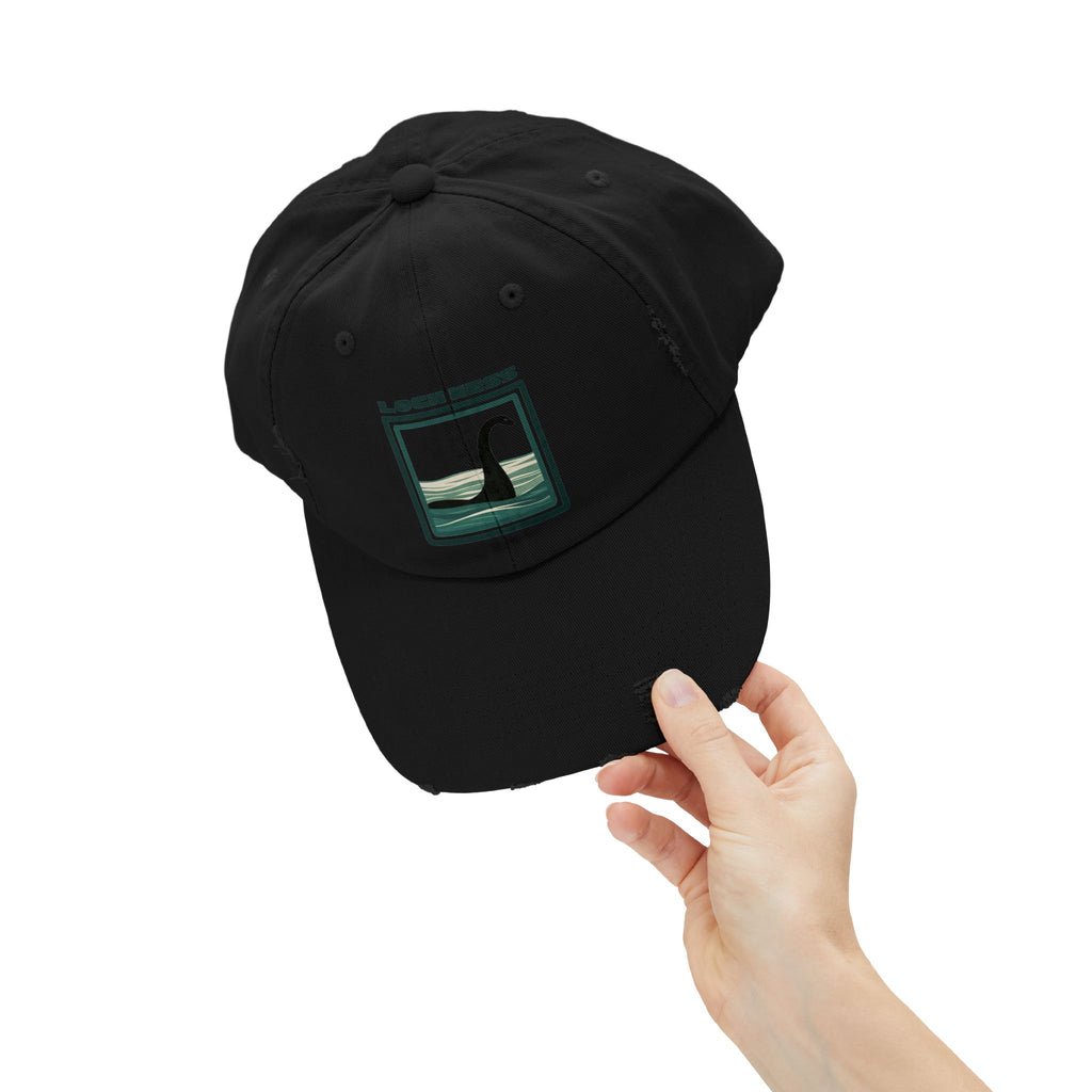 Loch Ness Monster: Unisex Distressed Cap, Adjustable Strap, Casual Outdoor Style (Green)
