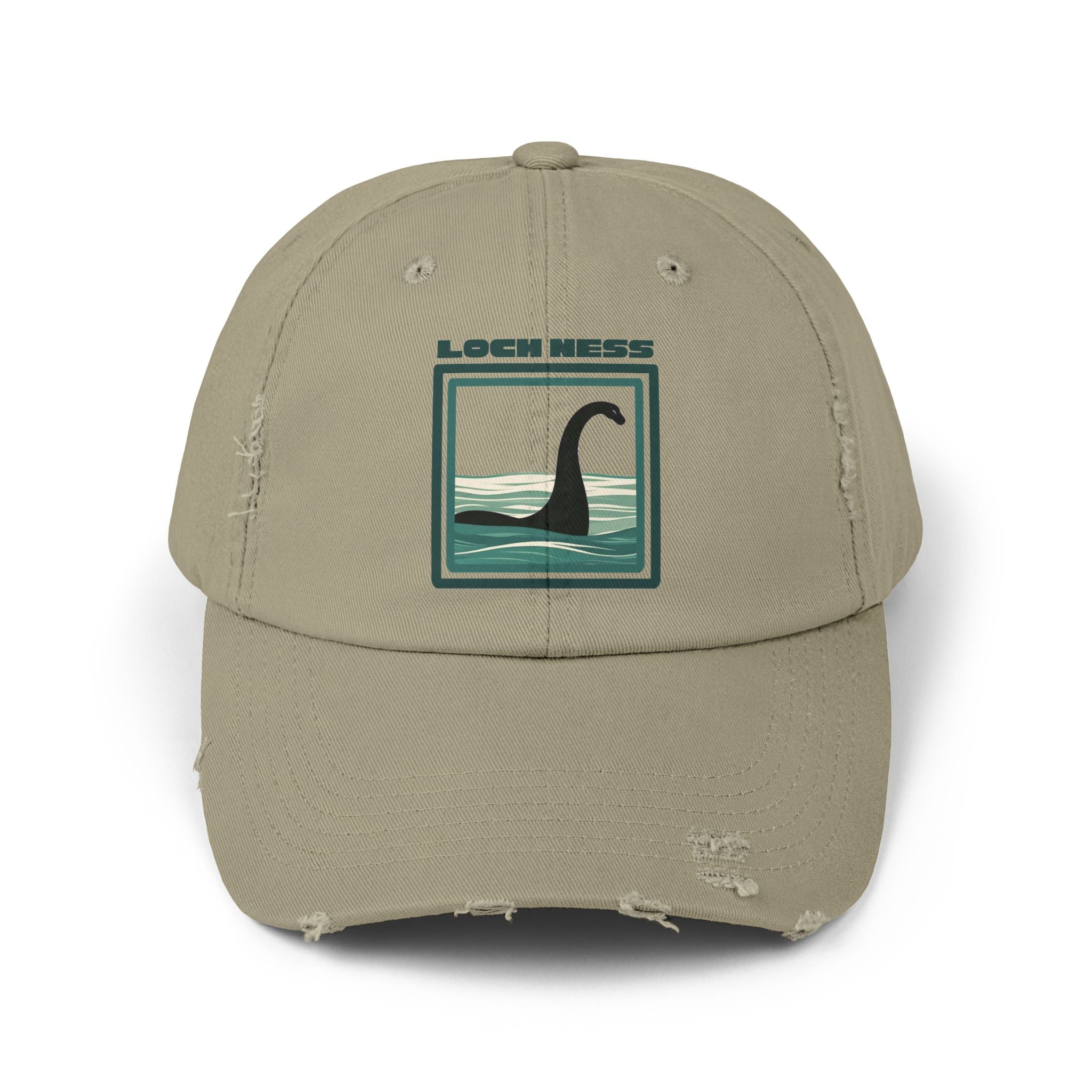 Loch Ness Monster: Unisex Distressed Cap, Adjustable Strap, Casual Outdoor Style (Green)