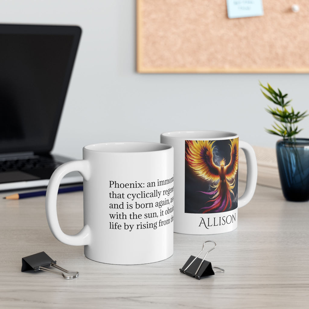 Personalized Phoenix Bird Mug: Renewal Rebirth Gift, Firebird Coffee Cup