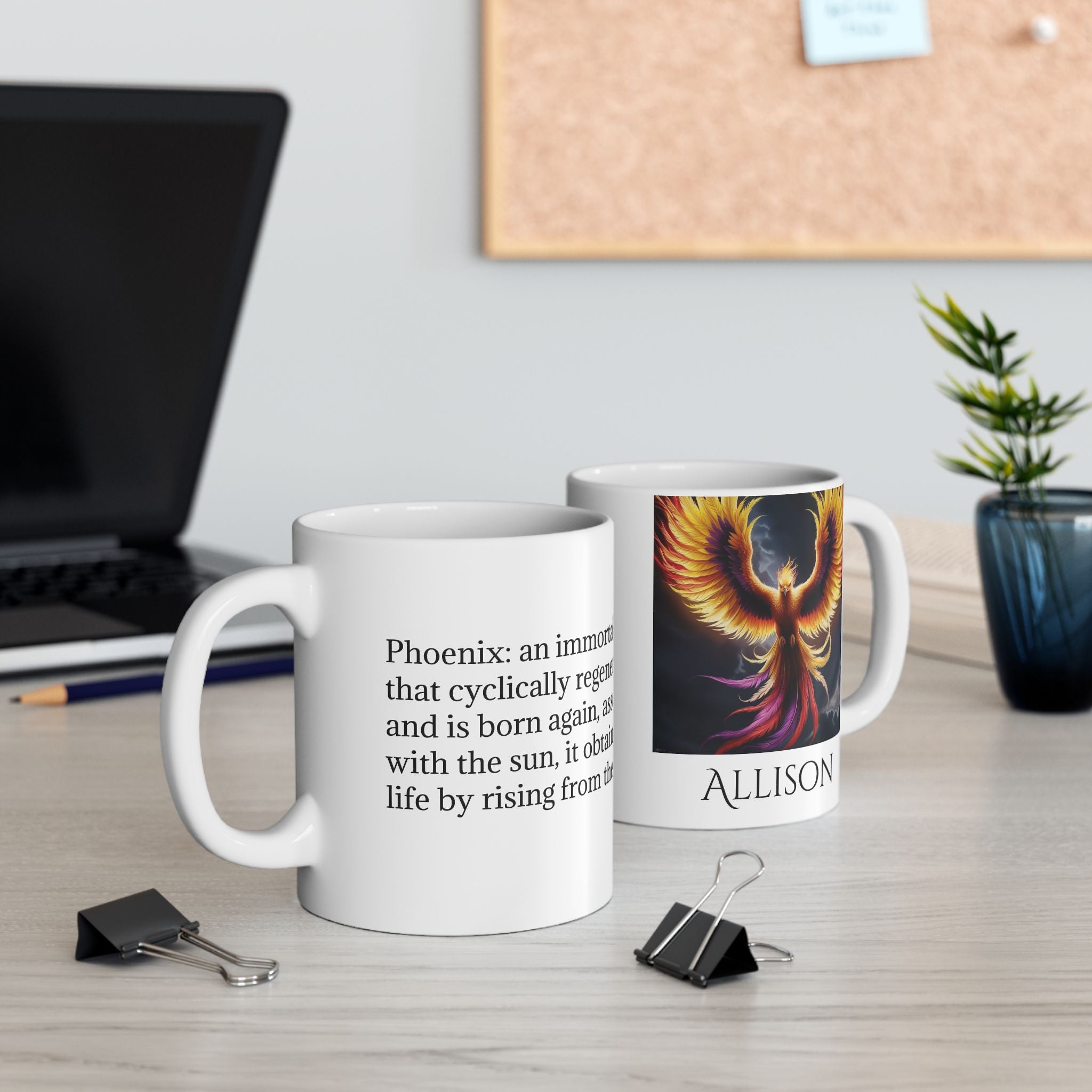 Personalized Phoenix Bird Mug: Renewal Rebirth Gift, Firebird Coffee Cup