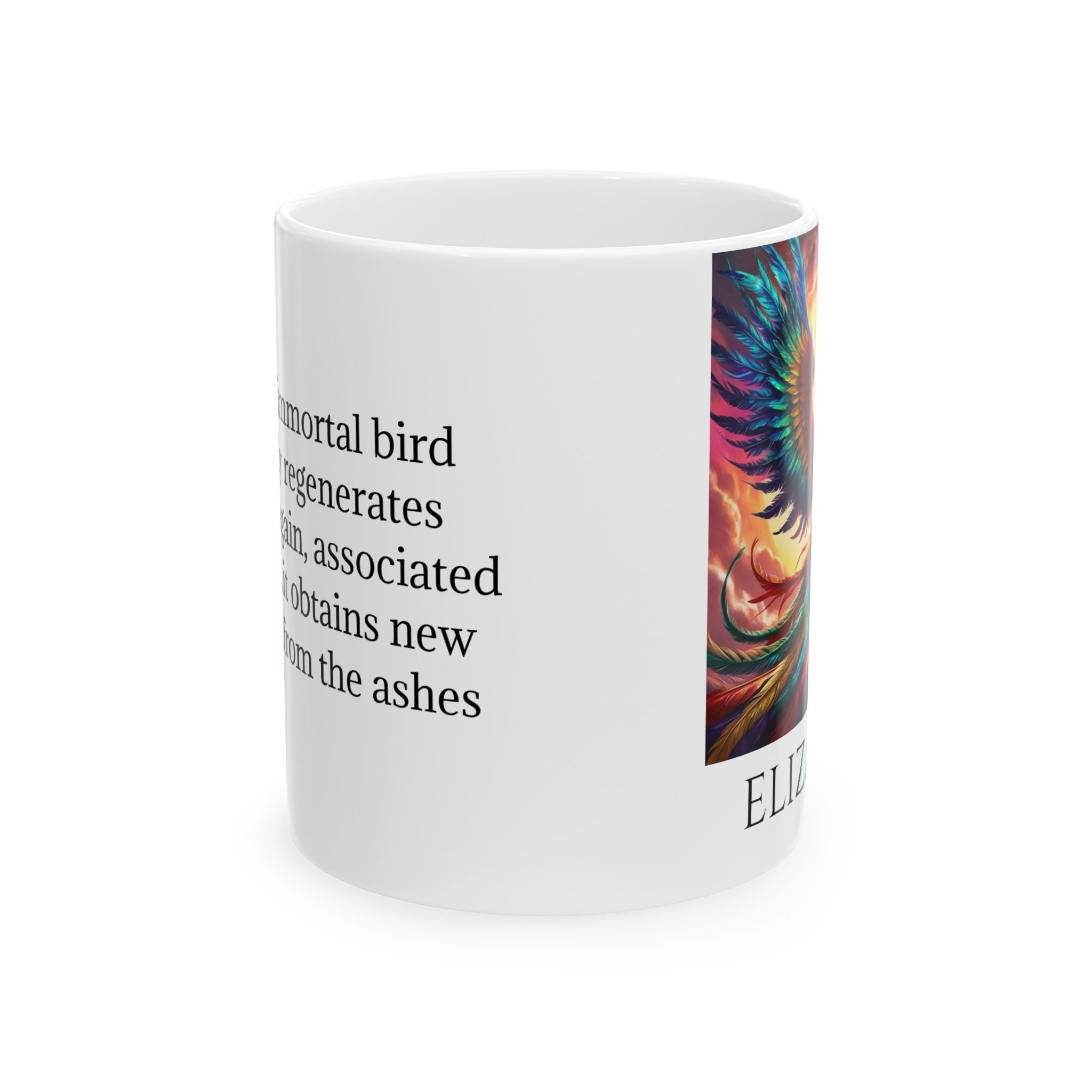 Customizable Phoenix Bird Mug: Firebird Coffee Cup, Renewal Rebirth Gift