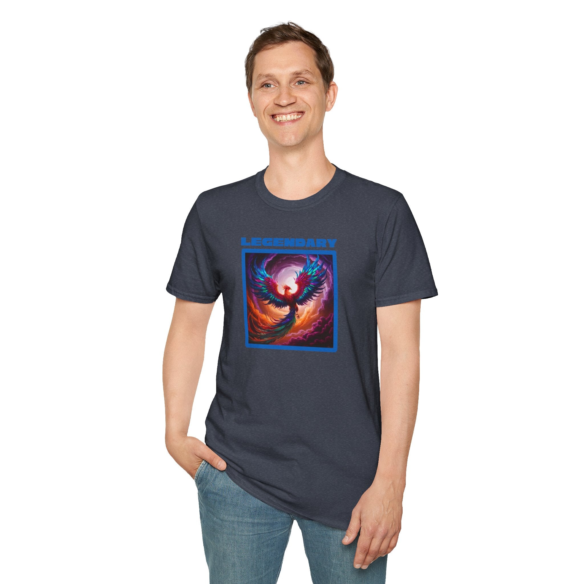 Phoenix Shirt: Rise from the Ashes, Soft Cotton T-Shirt, Legendary Graphic Tee (Blue)