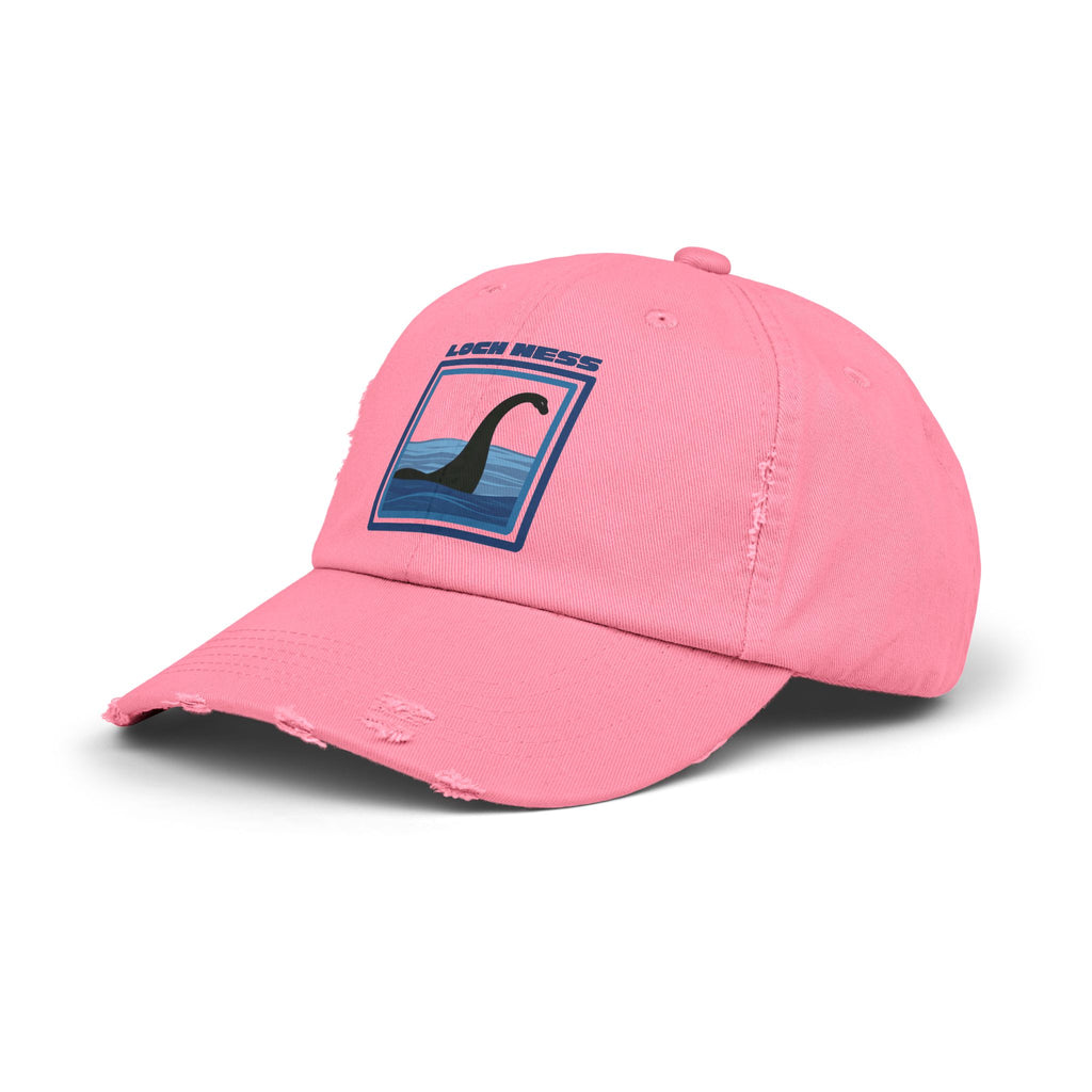 Loch Ness Monster: Unisex Distressed Cap, Adjustable Strap, Casual Outdoor Style (Blue)