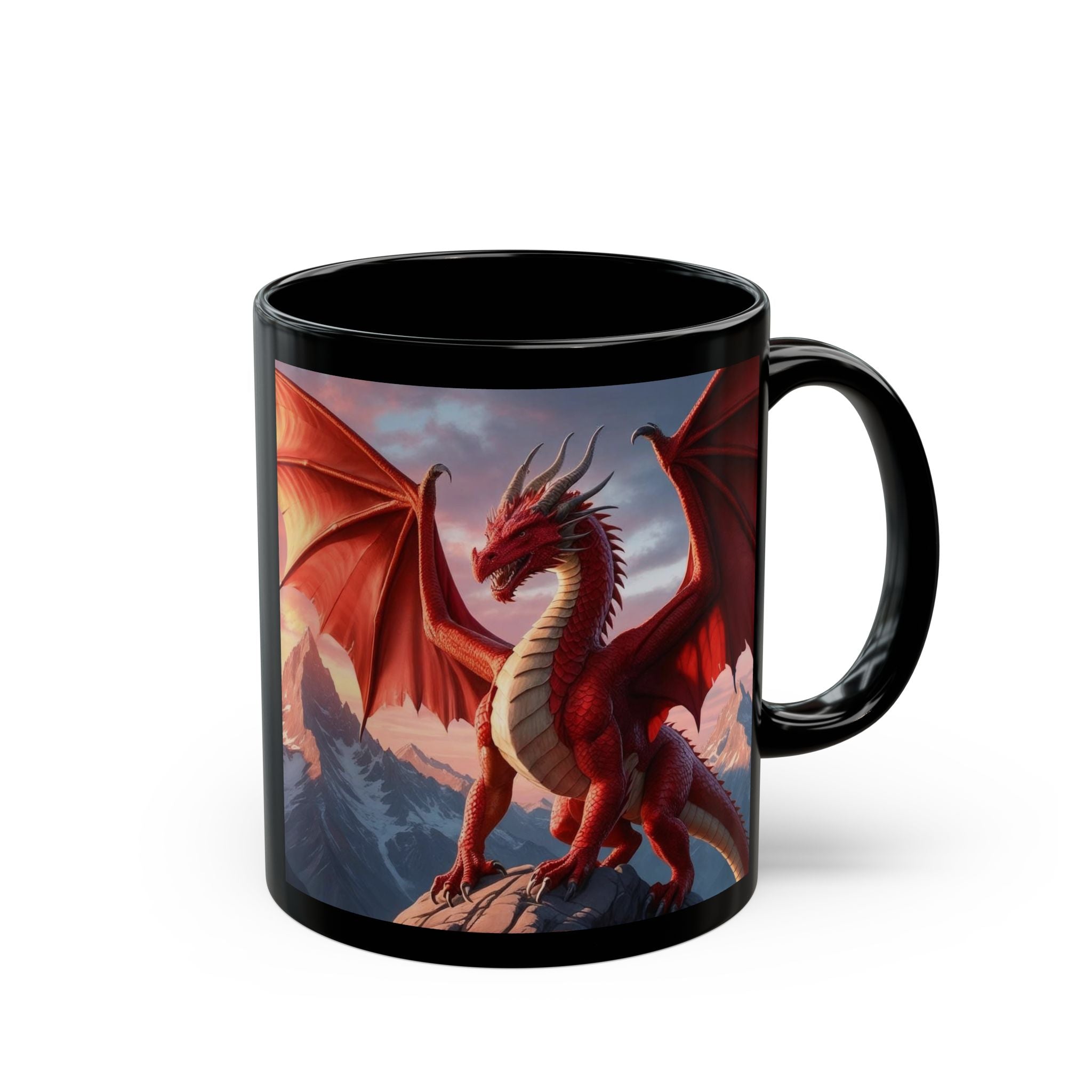 Customizable Dragon Coffee Mug: Personalized Family Crest, DnD Gift, Fire Drake