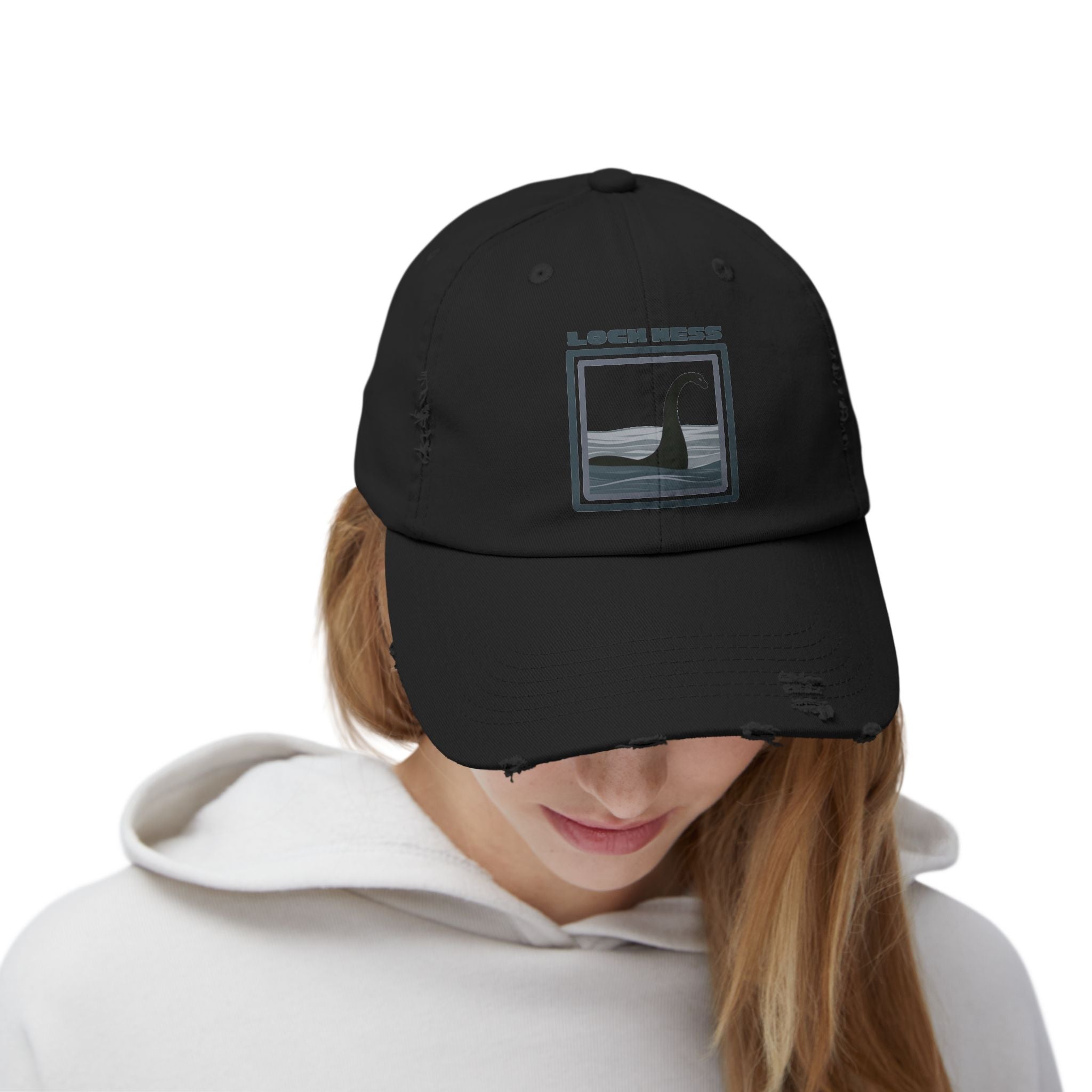 Loch Ness Monster: Unisex Distressed Cap, Adjustable Strap, Casual Outdoor Style (Slate)