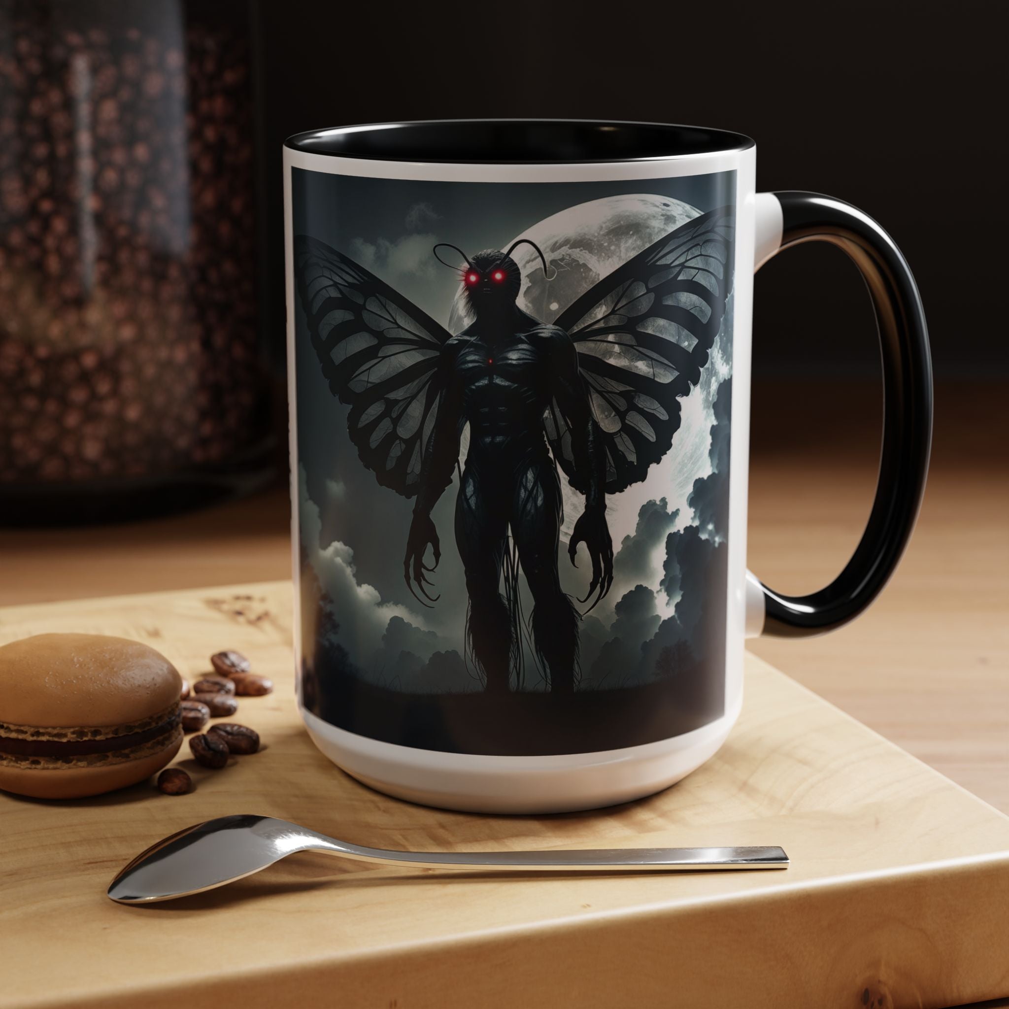 Mothman Coffee Mug: Supernatural Cryptid, Legendary Monster, Mugs for Men (Moon)