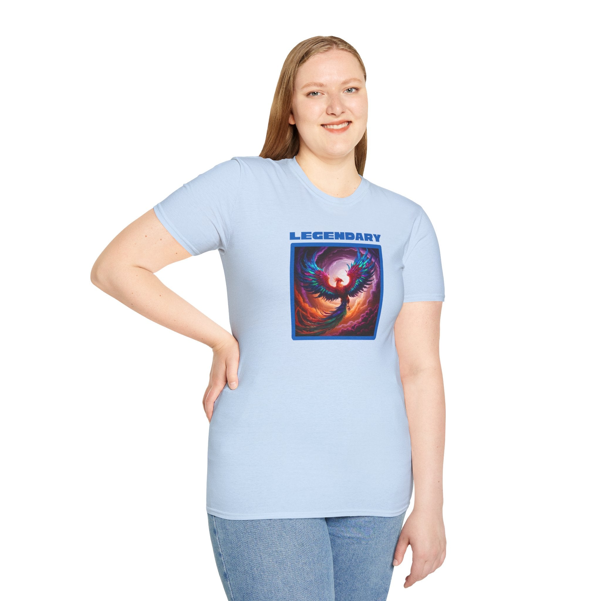 Phoenix Shirt: Rise from the Ashes, Soft Cotton T-Shirt, Legendary Graphic Tee (Blue)