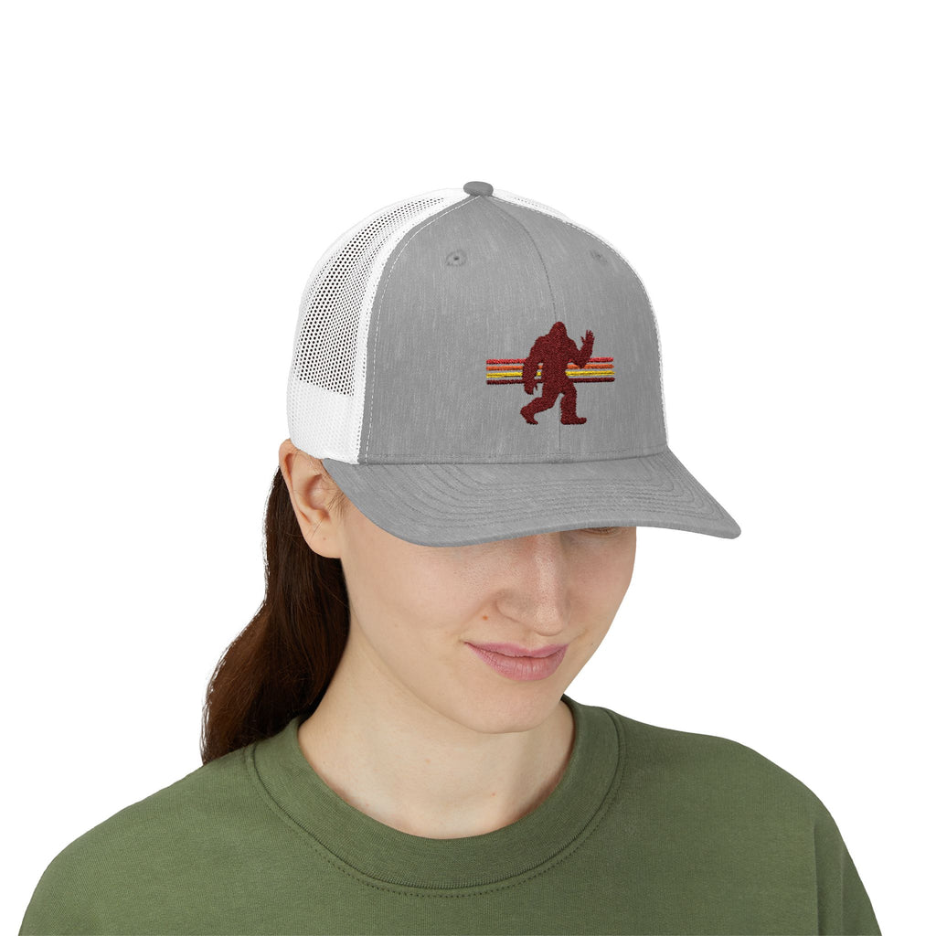 Bigfoot Trucker Hat: Embroidered Baseball Cap, Sasquatch Snapback Hat
