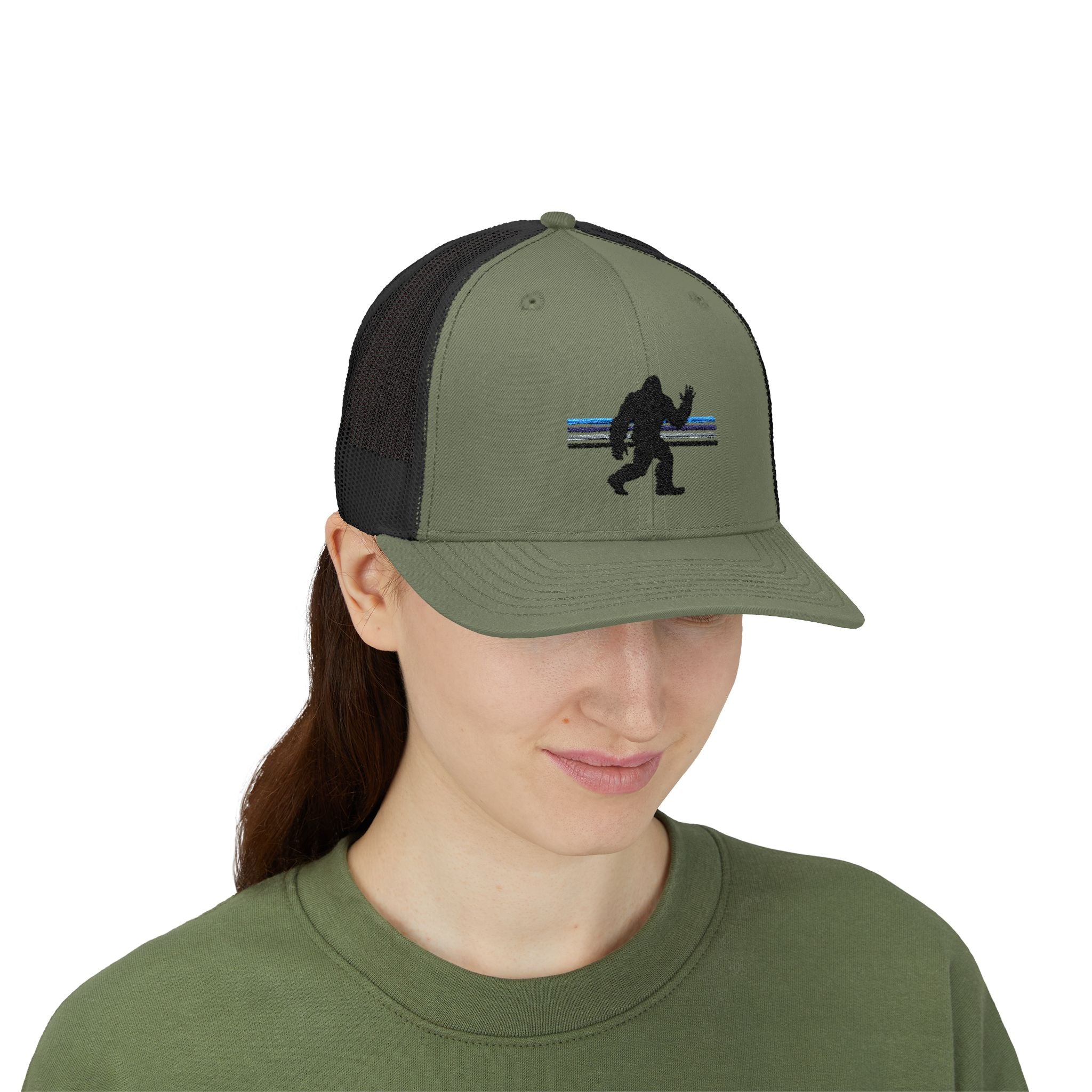 Bigfoot Baseball Cap: Sasquatch Trucker Hat, Custom Outdoor Gear, Snapback Hat