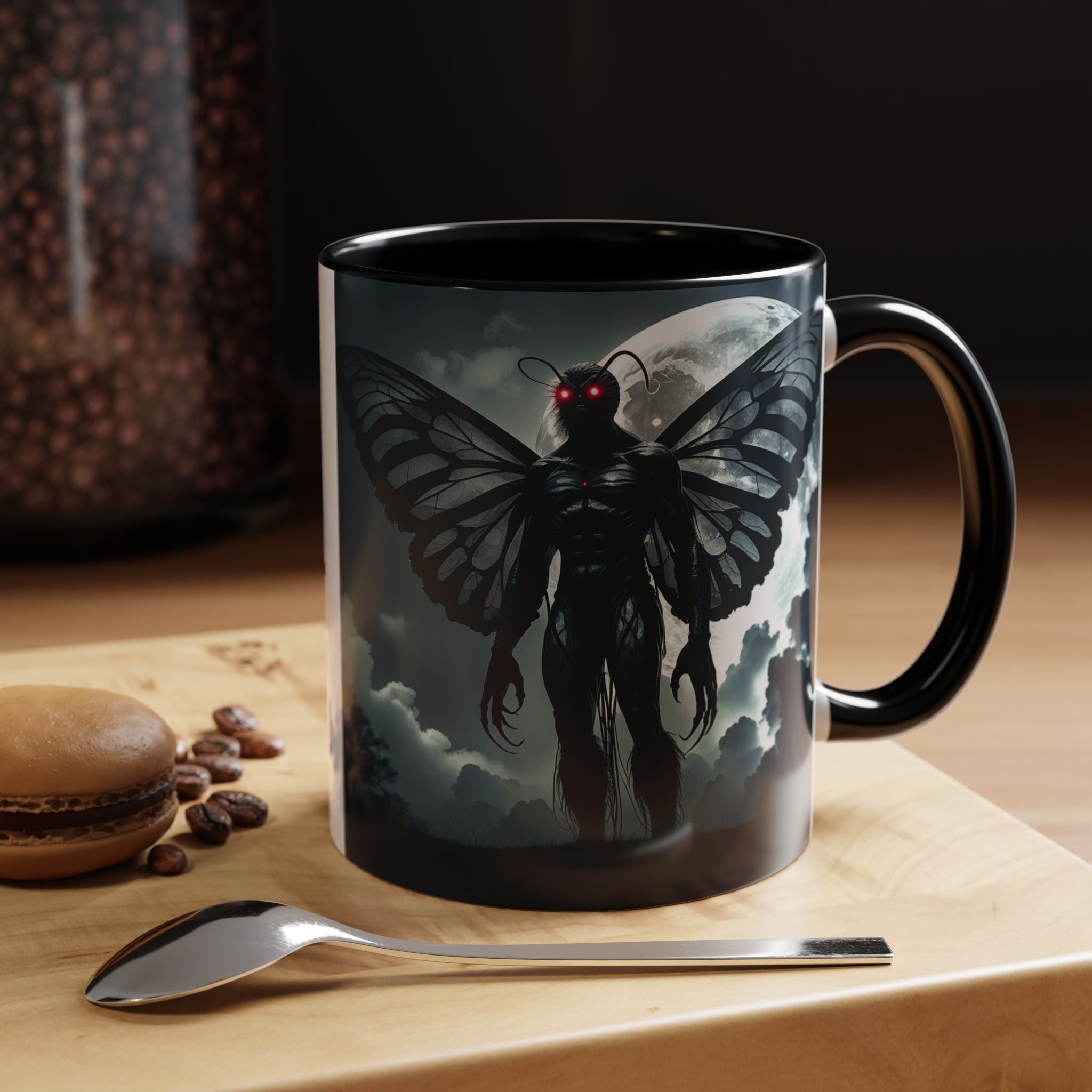 Mothman Coffee Mug: Supernatural Cryptid, Legendary Monster, Mugs for Men (Moon)