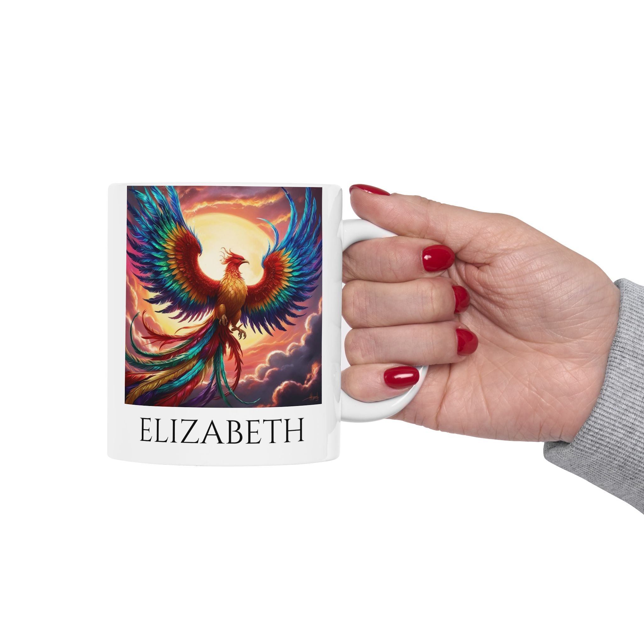 Customizable Phoenix Bird Mug: Firebird Coffee Cup, Renewal Rebirth Gift