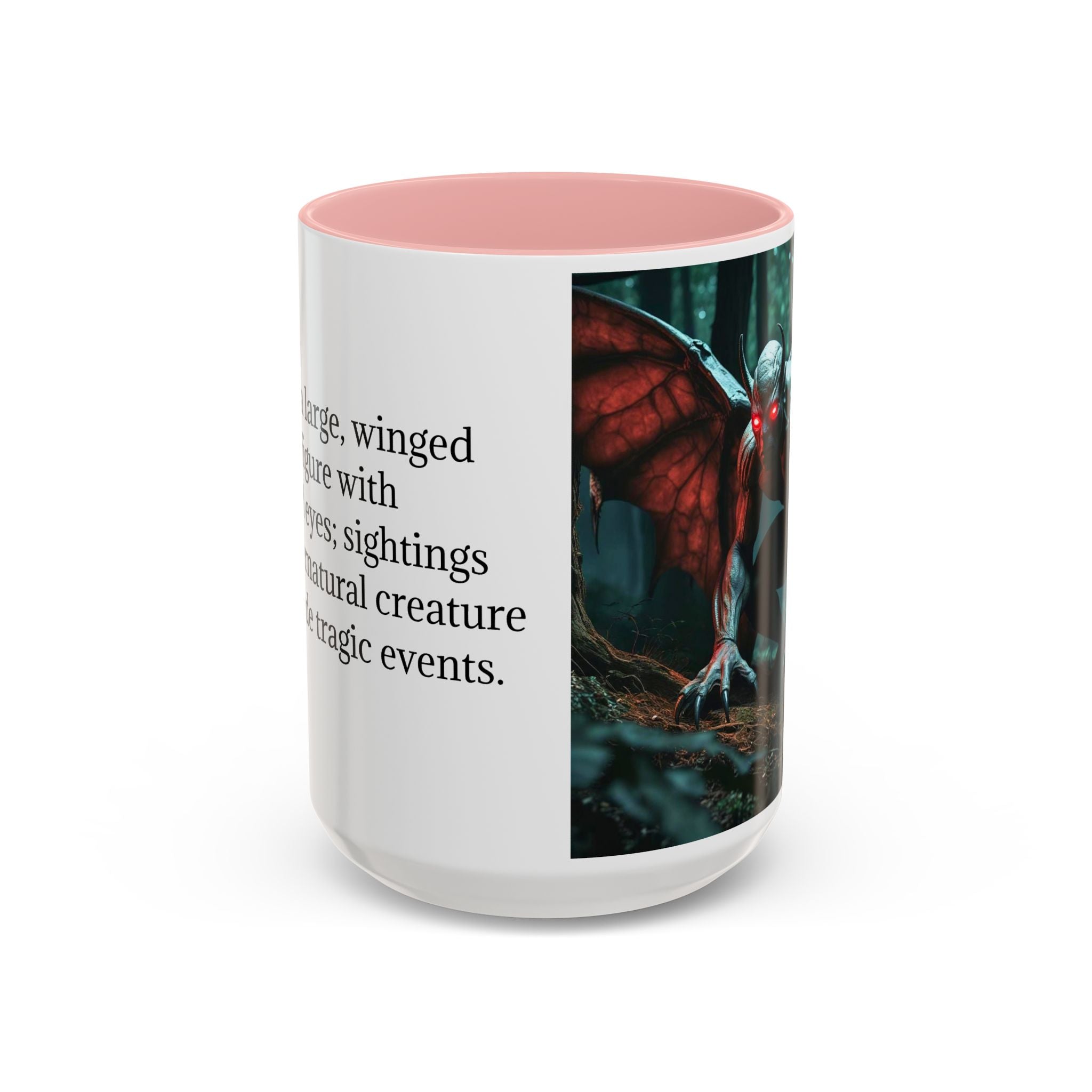 Mothman Mug: Supernatural Monster, Cryptid Mug, Mythical Creature, Urban Legend (Crouching)