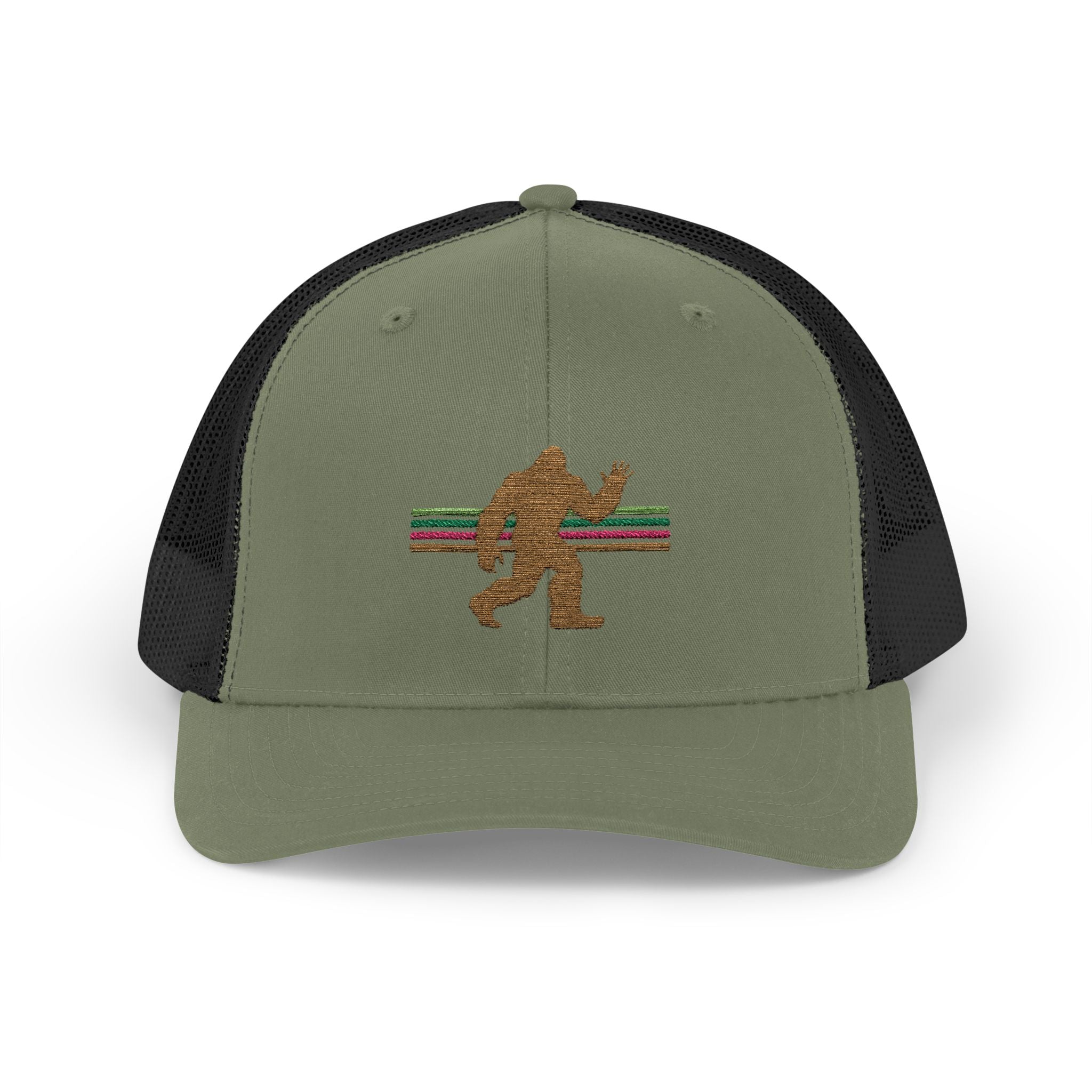 Bigfoot Trucker Hat: Embroidered Sasquatch, Baseball Cap, Custom Snapback Hat